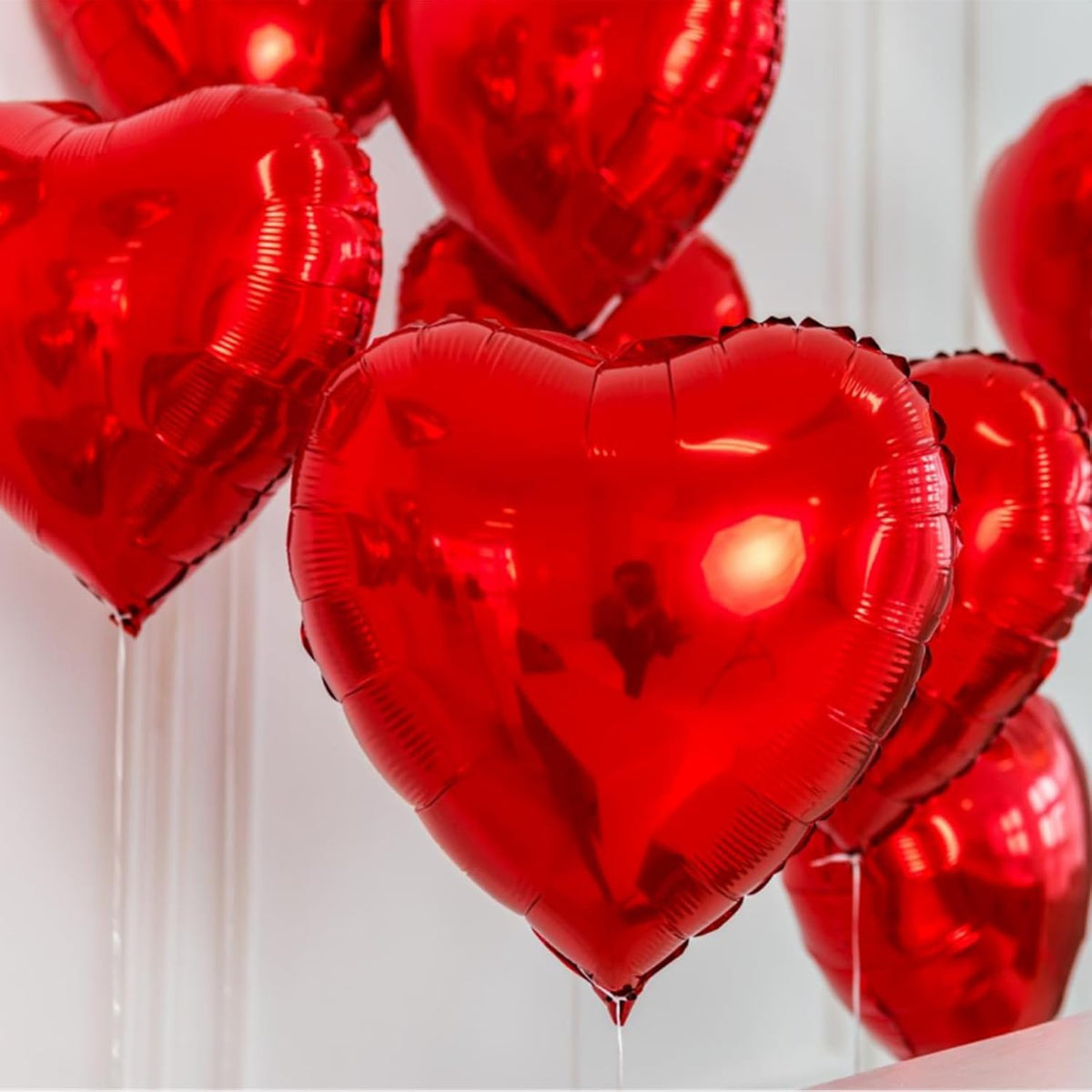 BorKinHa 50Pcs Red Heart Foil Balloons, 18 Inch - Valentines Day & Party Decor