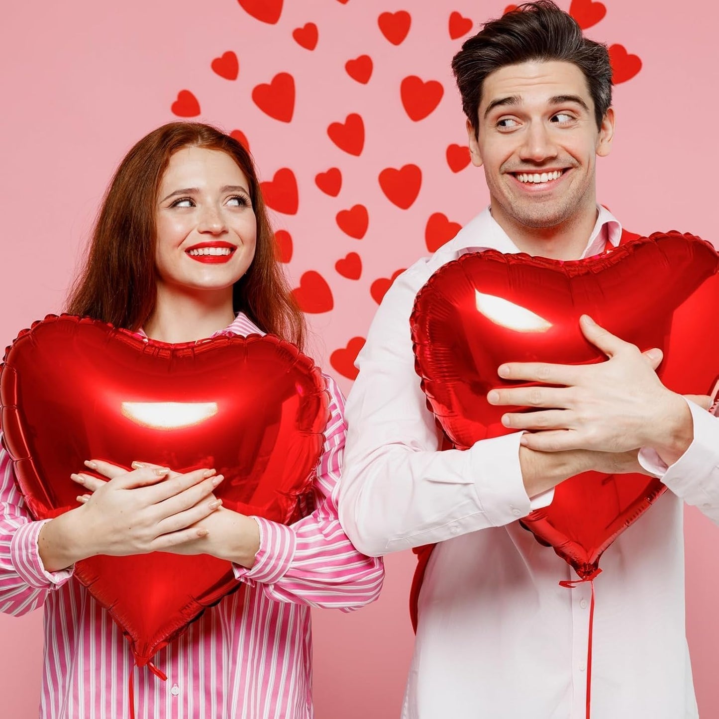 BorKinHa 50Pcs Red Heart Foil Balloons, 18 Inch - Valentines Day & Party Decor