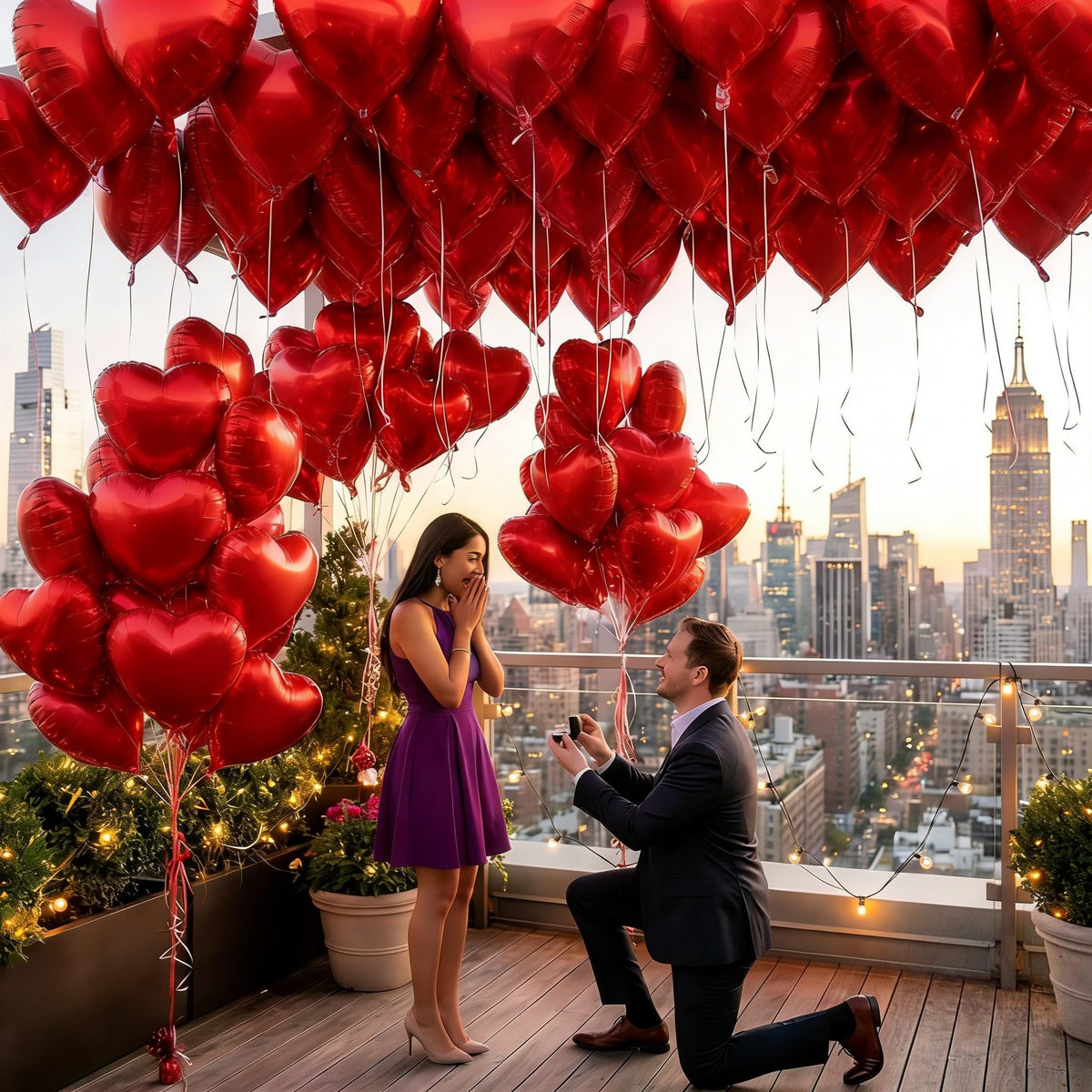 BorKinHa 50Pcs Red Heart Foil Balloons, 18 Inch - Valentines Day & Party Decor