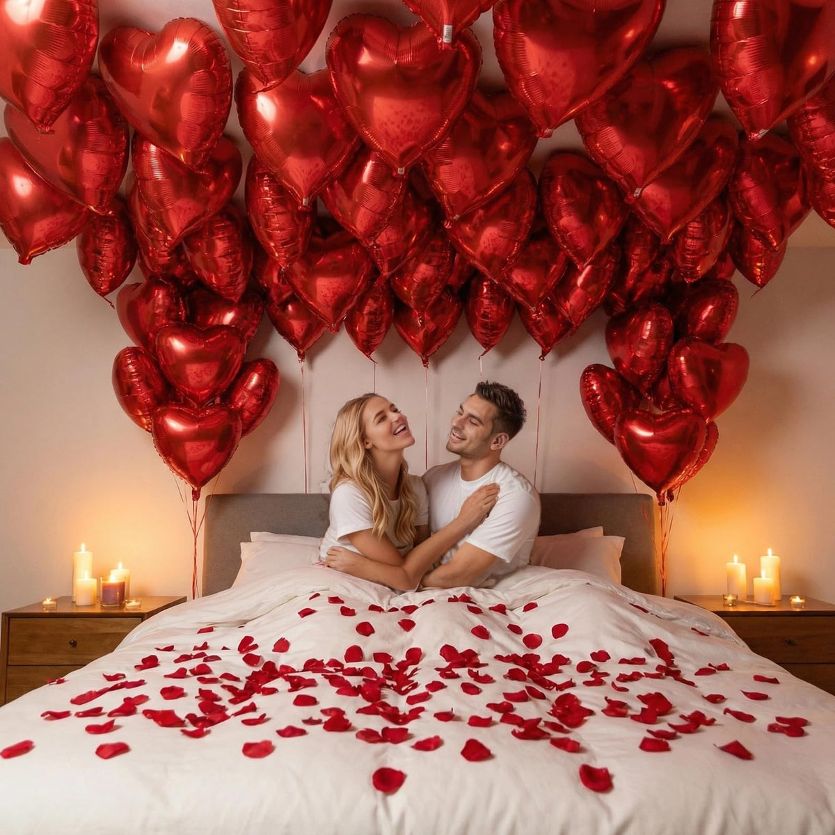 BorKinHa 50Pcs Red Heart Foil Balloons, 18 Inch - Valentines Day & Party Decor