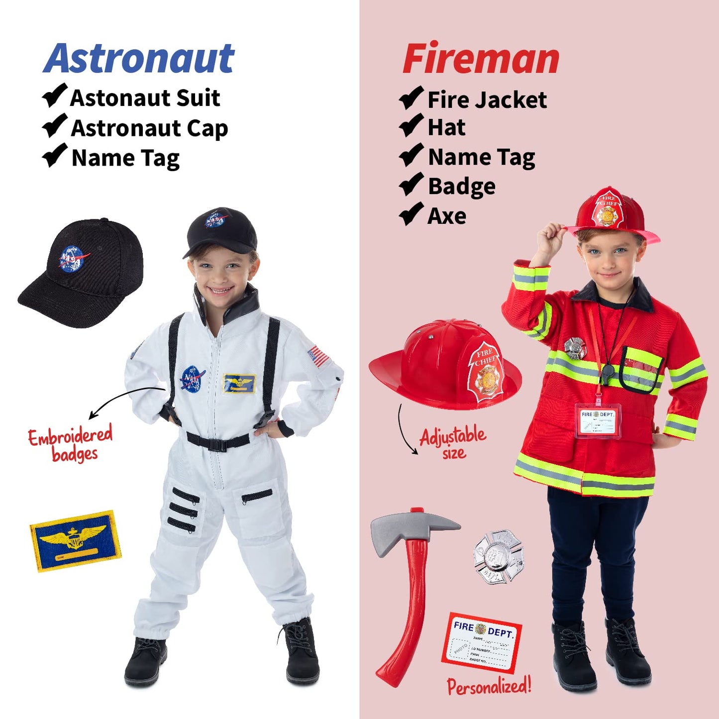 Born Toys 6-in-1 Pretend Play Costumes for Kids 3-7 | Washable Dress Up Set