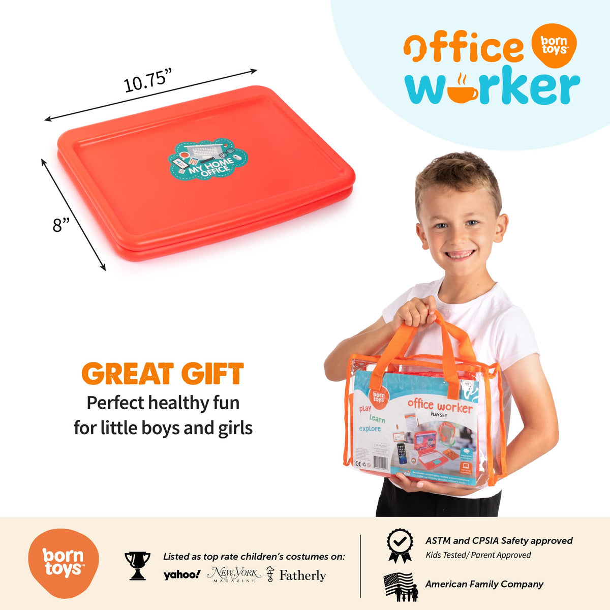 Born Toys Pretend Play Home Office Set – Laptop, Phone, Calculator & More for Ages 3-7