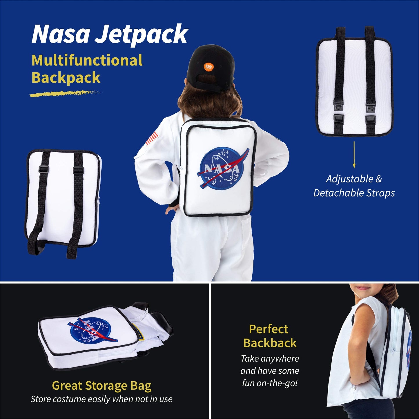 Born Toys 6-in-1 Pretend Play Costumes for Kids Aged 3-7 – Astronaut Dress Up Set (Washable)