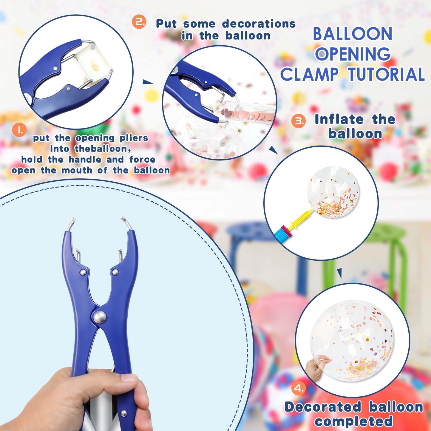 Borosino Balloon Expander Pliers – Balloon Stuffing Machine for Sequins, Petals & Feathers