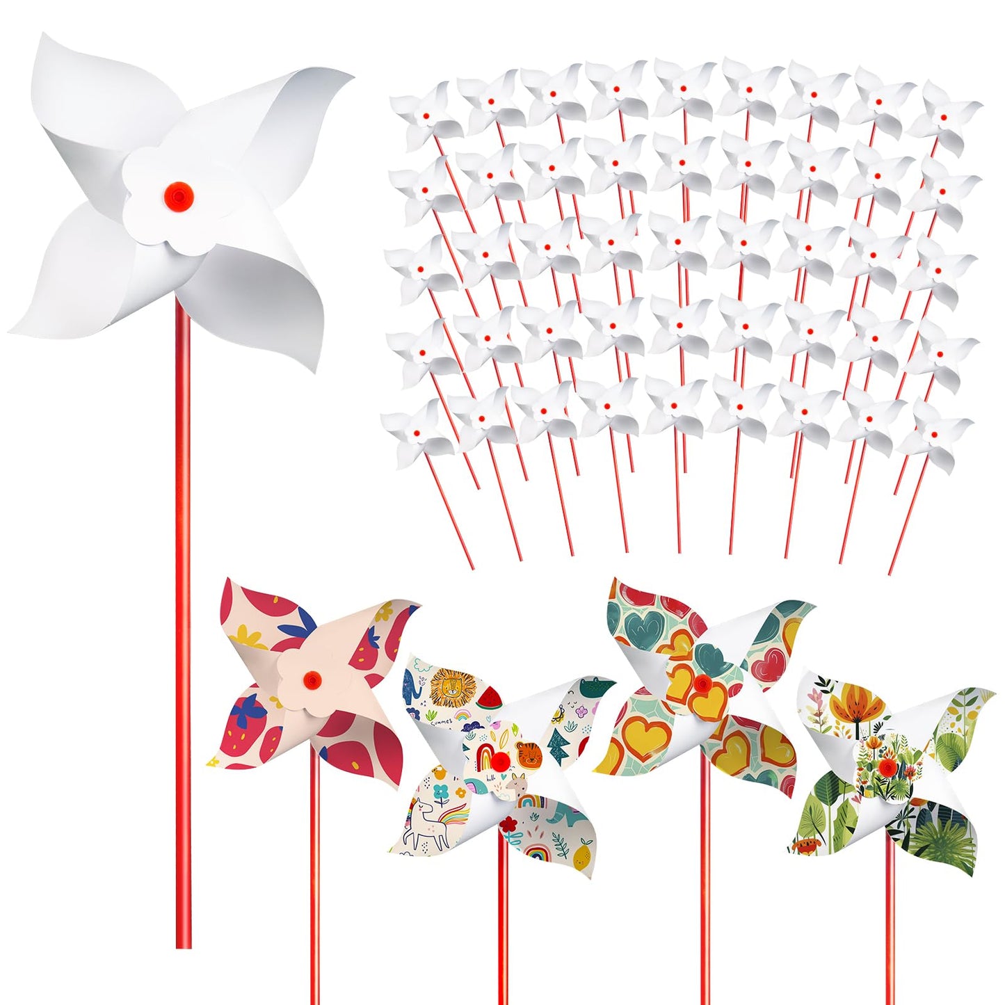 Bosctanuc DIY Pinwheels for Kids – 200 Pcs Blank Color Your Own Pinwheels for Craft & Parties