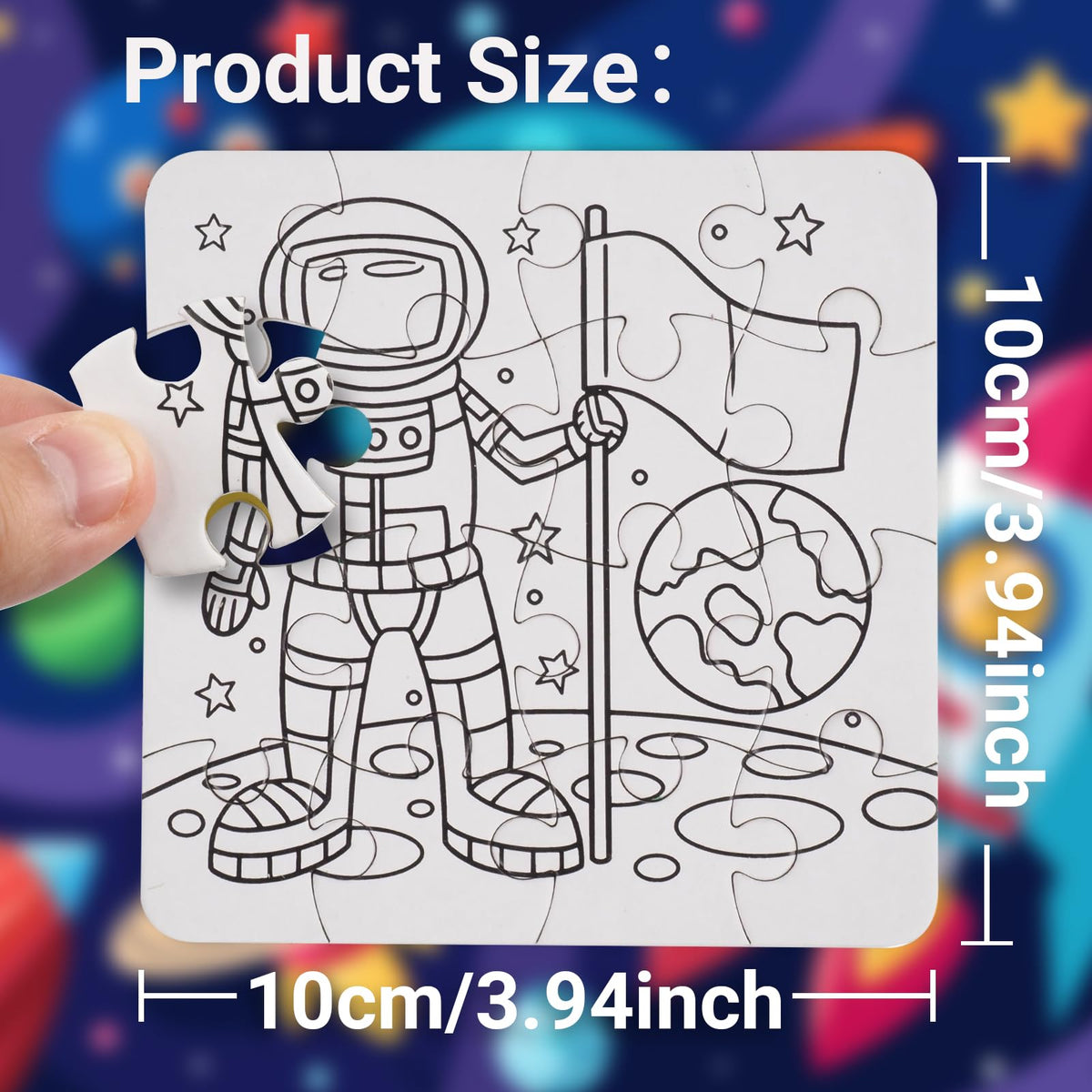 Bosctanuc 24 Pack Outer Space Color Your Own Puzzles – DIY Space Crafts for Kids