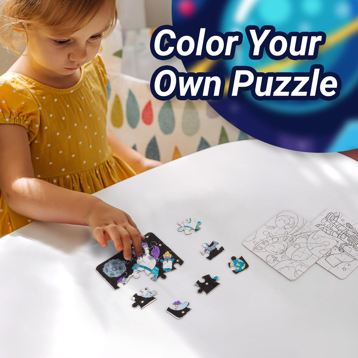Bosctanuc 24 Pack Outer Space Color Your Own Puzzles – DIY Space Crafts for Kids
