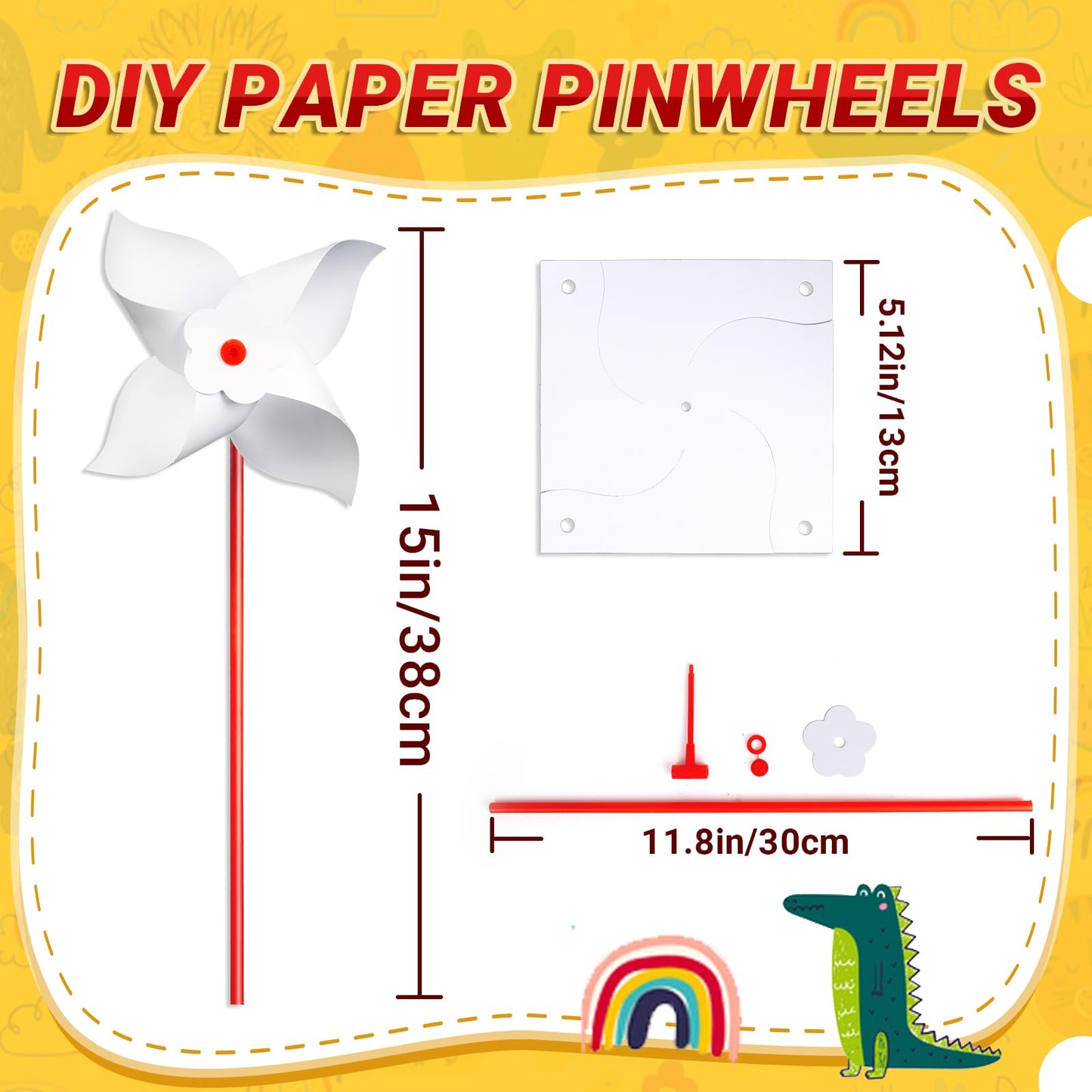 Bosctanuc DIY Pinwheels for Kids – 200 Pcs Blank Color Your Own Pinwheels for Craft & Parties