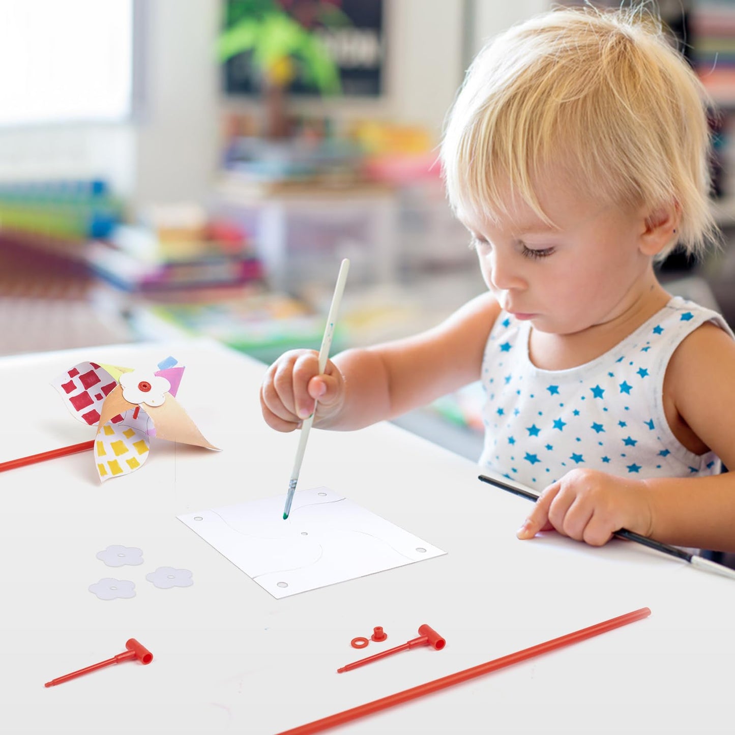 Bosctanuc DIY Pinwheels for Kids – 200 Pcs Blank Color Your Own Pinwheels for Craft & Parties