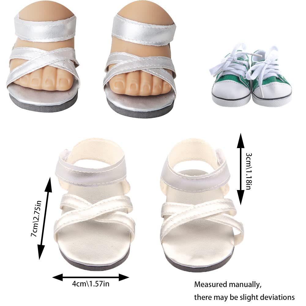 BOSOIRSOU 10 Pairs 18-Inch Doll Shoes Set – Boots, Dance Shoes, Sandals, Canvas & More for 18” Dolls