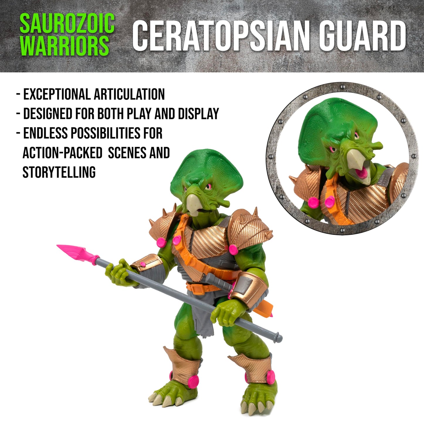 Boss Fight Studio Saurozoic Warrior Ceratopsian Guard – 6-Inch Articulated Figure