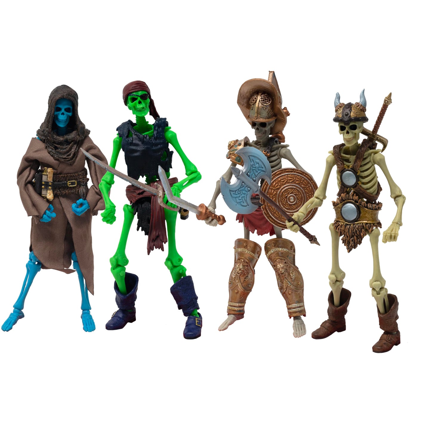 Boss Fight Studio Epic H.A.C.K.S. Set of 4 – Grim Spectre, Pirate, Gladiator & Barbarian Skeletons | 1:12 Scale Collectibles