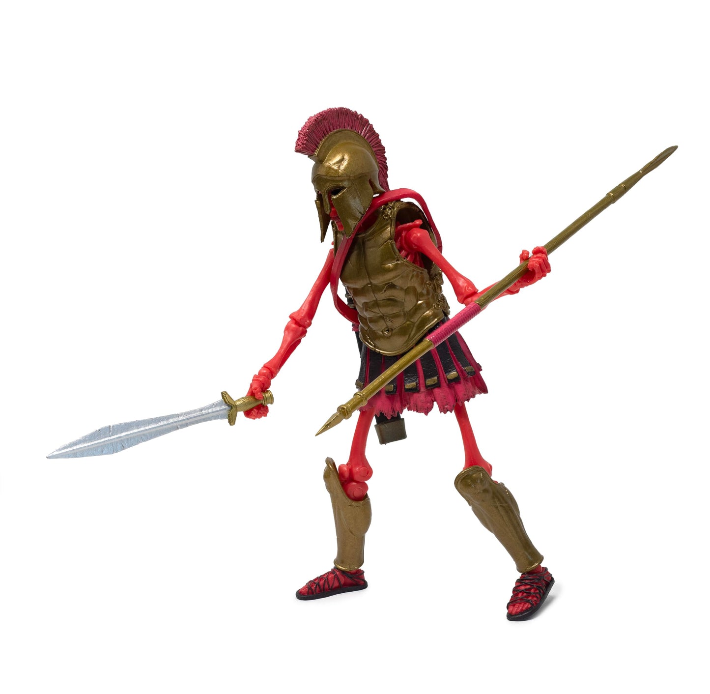 Boss Fight Studio Epic H.A.C.K.S. Spartan Warrior Skeleton Action Figure – 1:12 Scale with Helmet, Armor, Sword, Spear & Stand