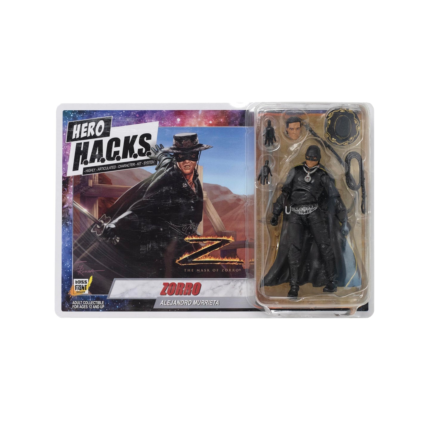 Boss Fight Studio Hero H.A.C.K.S. Alejandro Murrieta 1:18 Action Figure – Hat, Cape, Sword & Display Stand