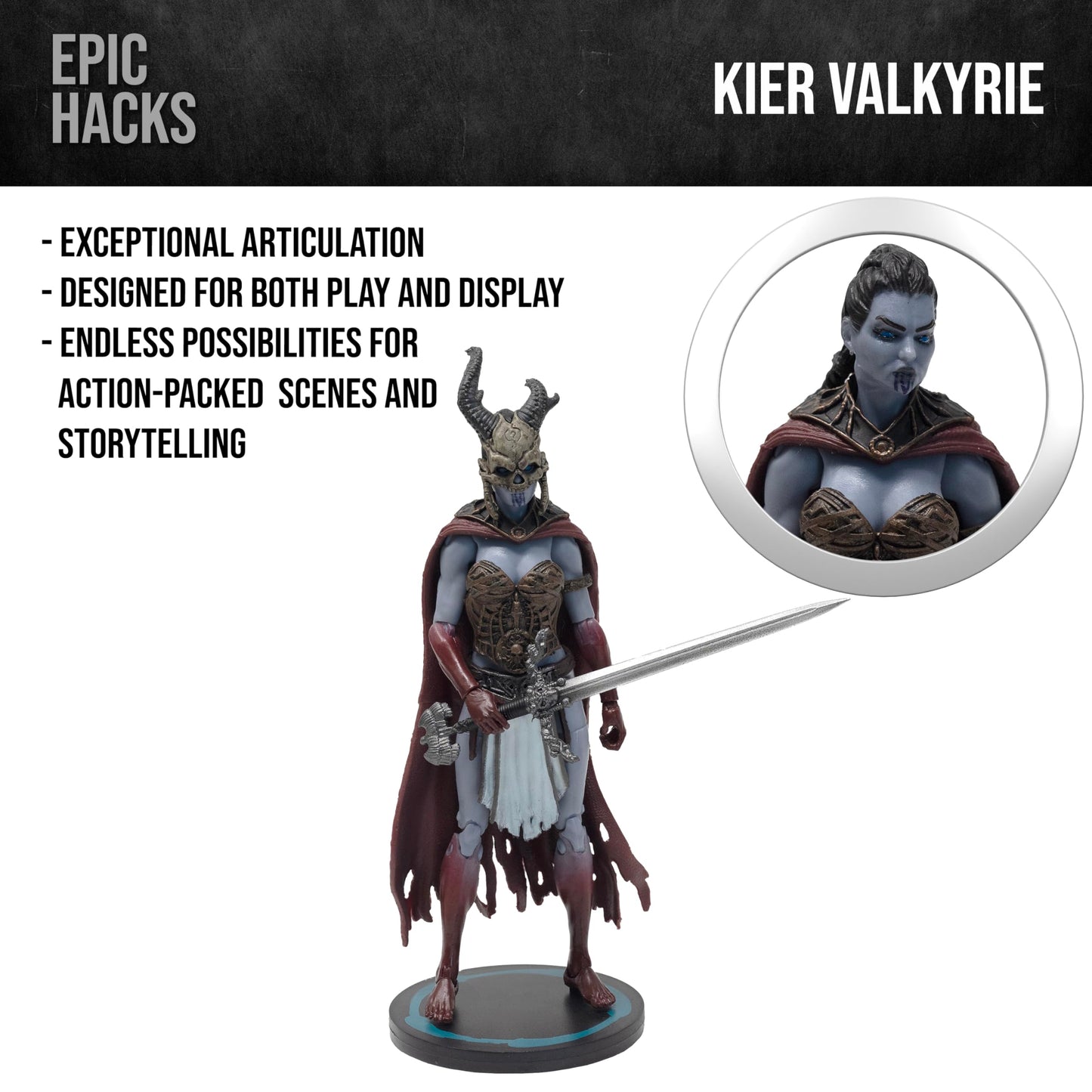 Boss Fight Studio Kier – Court of the Dead 4-Inch Valkyrie of the Dead Action Figure | H.A.C.K.S. Compatible