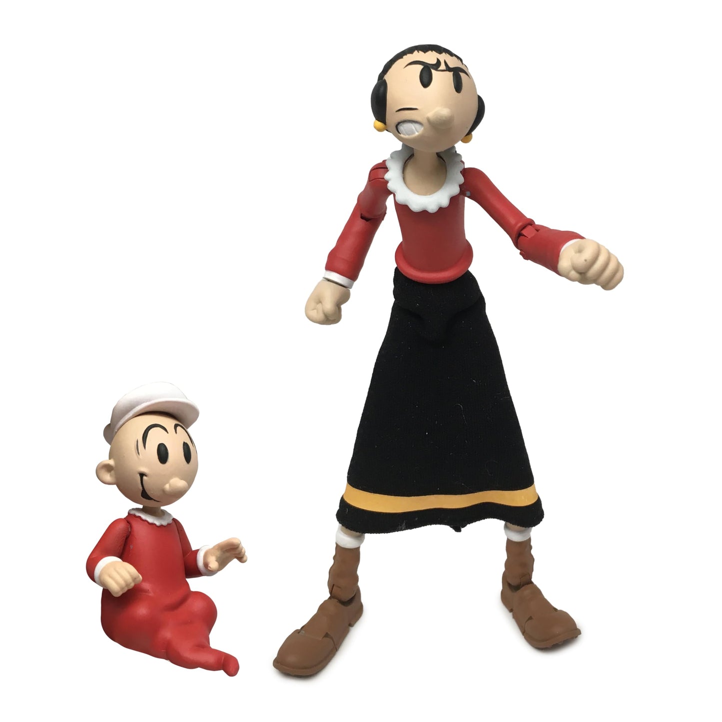 Boss Fight Studio Olive OYL Popeye Classics Wave 1 Action Figure - 1:12 Scale, Highly Articulated with Swee’ Pea, Fabric Skirt, Alternate Heads & Hat