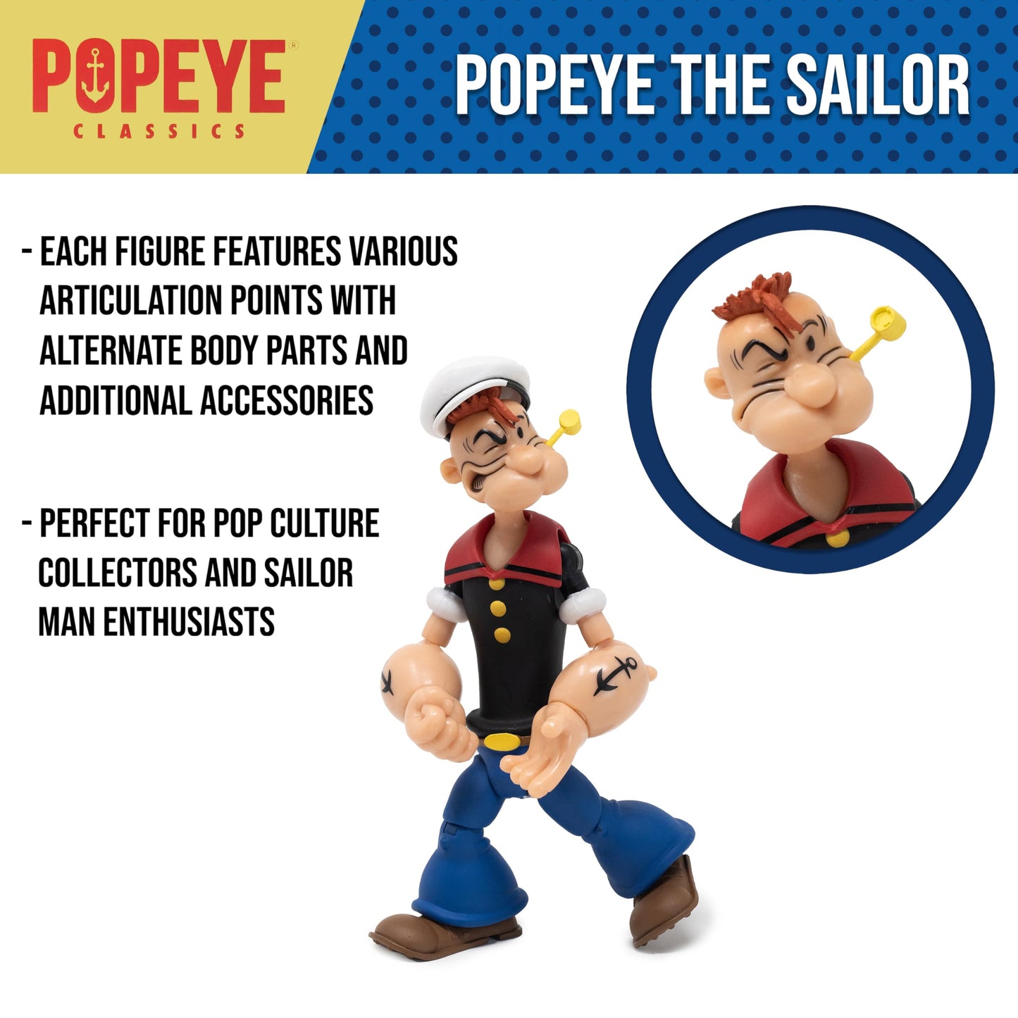 Boss Fight Studio Popeye Classics Wave 1 – 1:12 Scale Articulated Popeye Figure with Spinach Can & Accessories