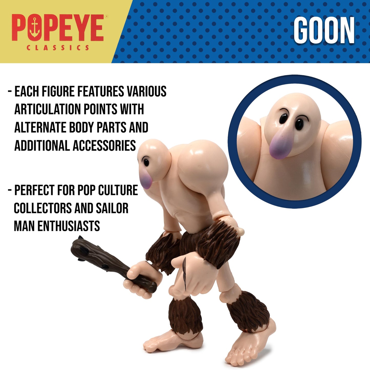 Boss Fight Studio Popeye Classics The Goon Action Figure — 1:12 Scale, Highly Articulated with Club & Alternate Hands