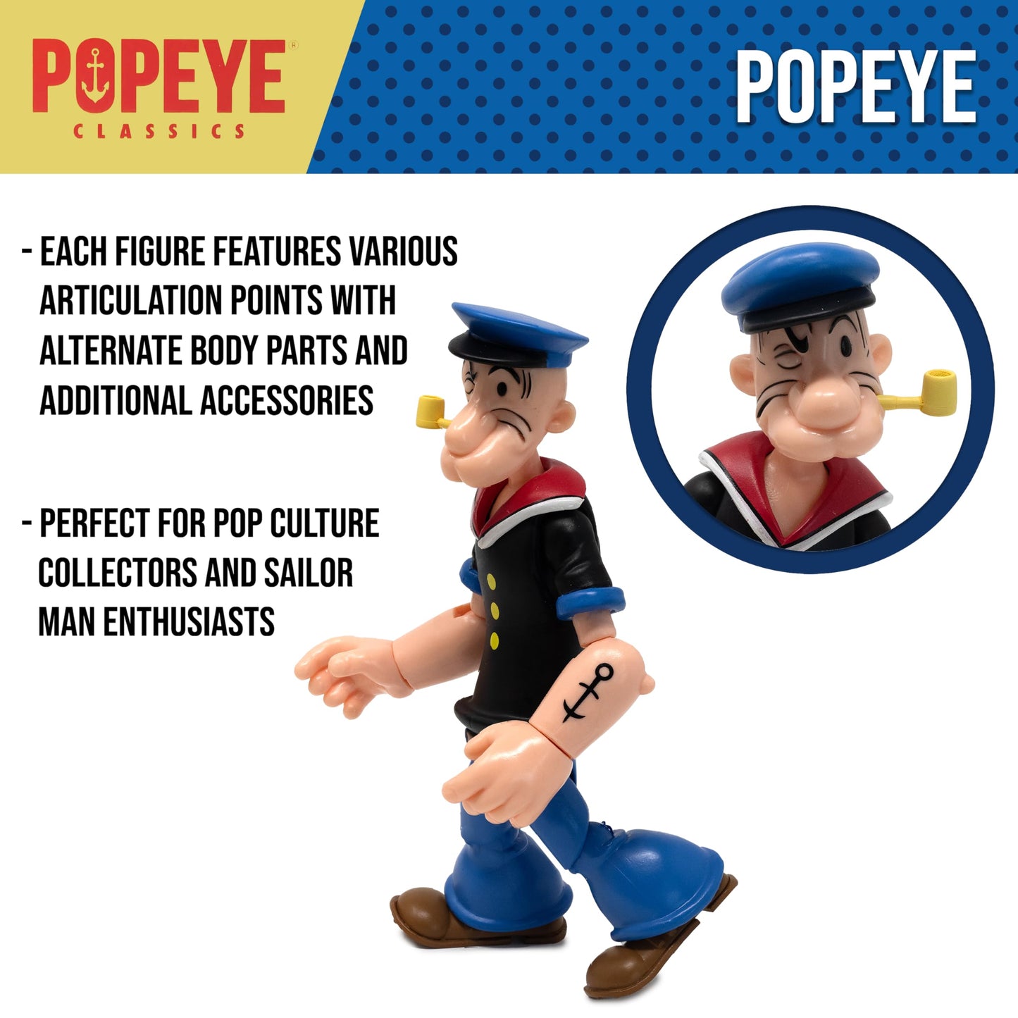 Boss Fight Studio Popeye First Appearance Action Figure – 1:12 Scale, Highly Articulated Collectible