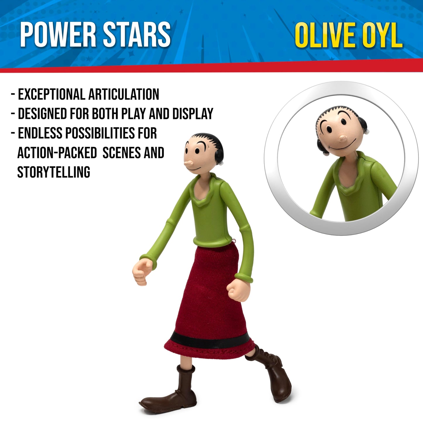 Boss Fight Studio Power Stars Olive OYL Figure – 5-Inch Retro Collectible