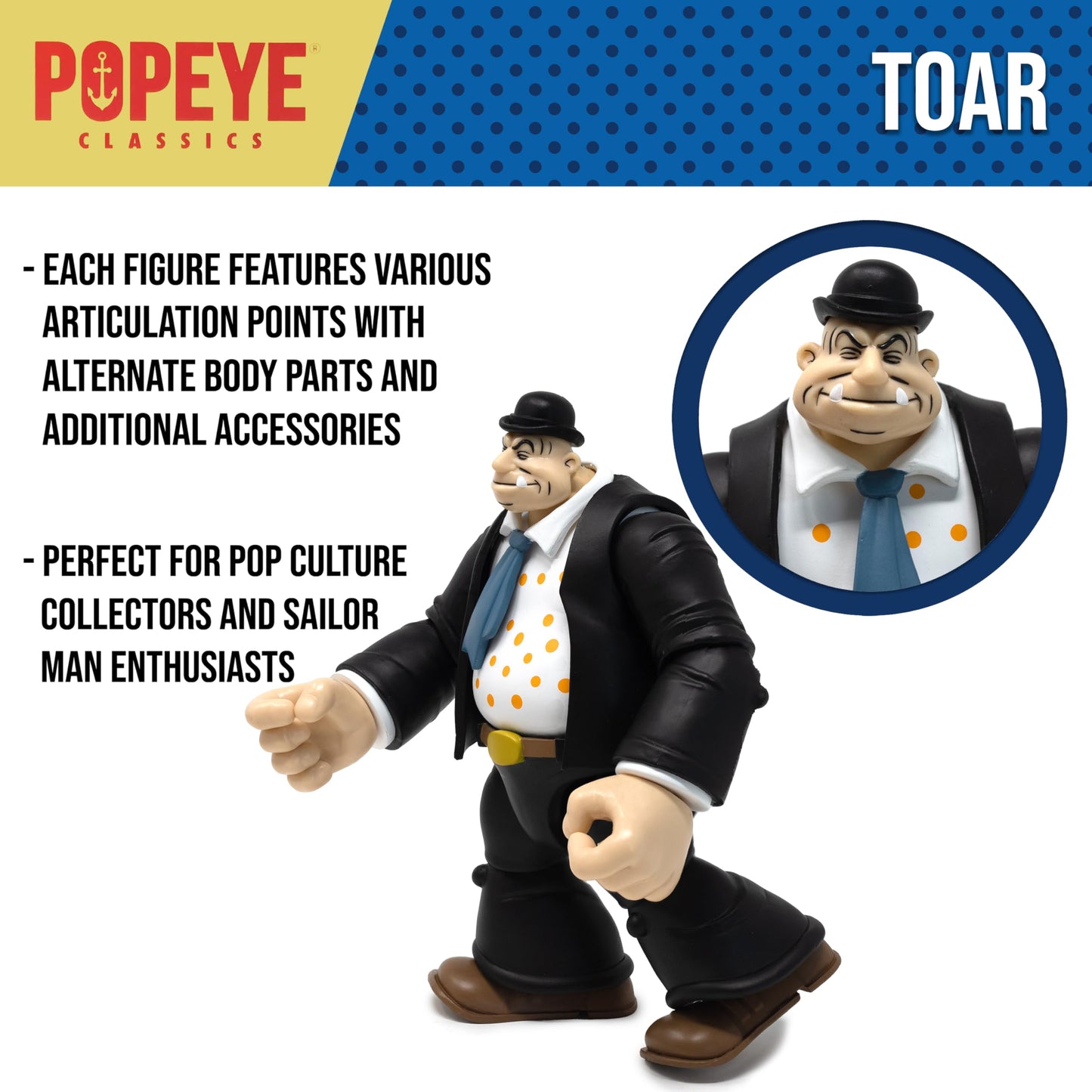 Boss Fight Studio Popeye Classics Toar Action Figure – 1:12 Scale, Fully Articulated with Tea Cup and Hands