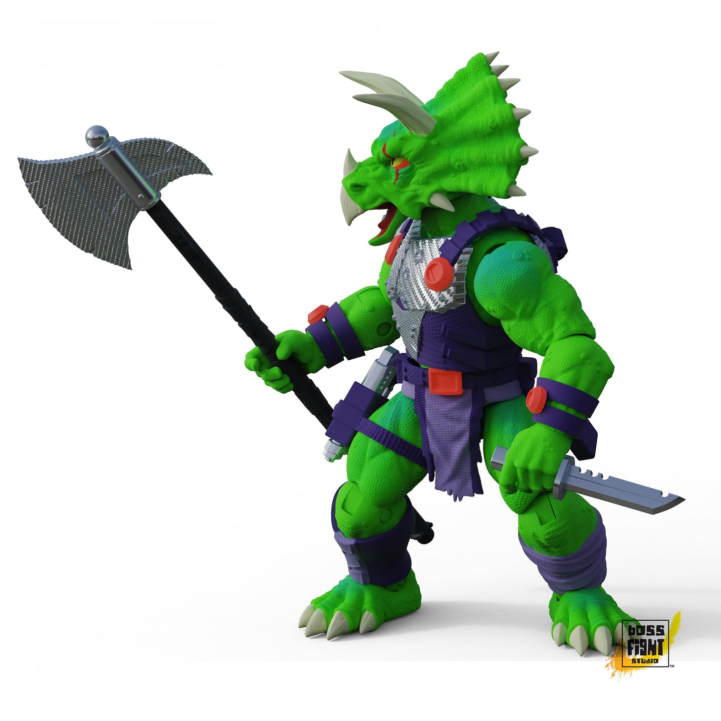 Boss Fight Studio Saurozoic Warrior Triax Skiver – 6-Inch Articulated Dinosaur Hero with Full Accessories