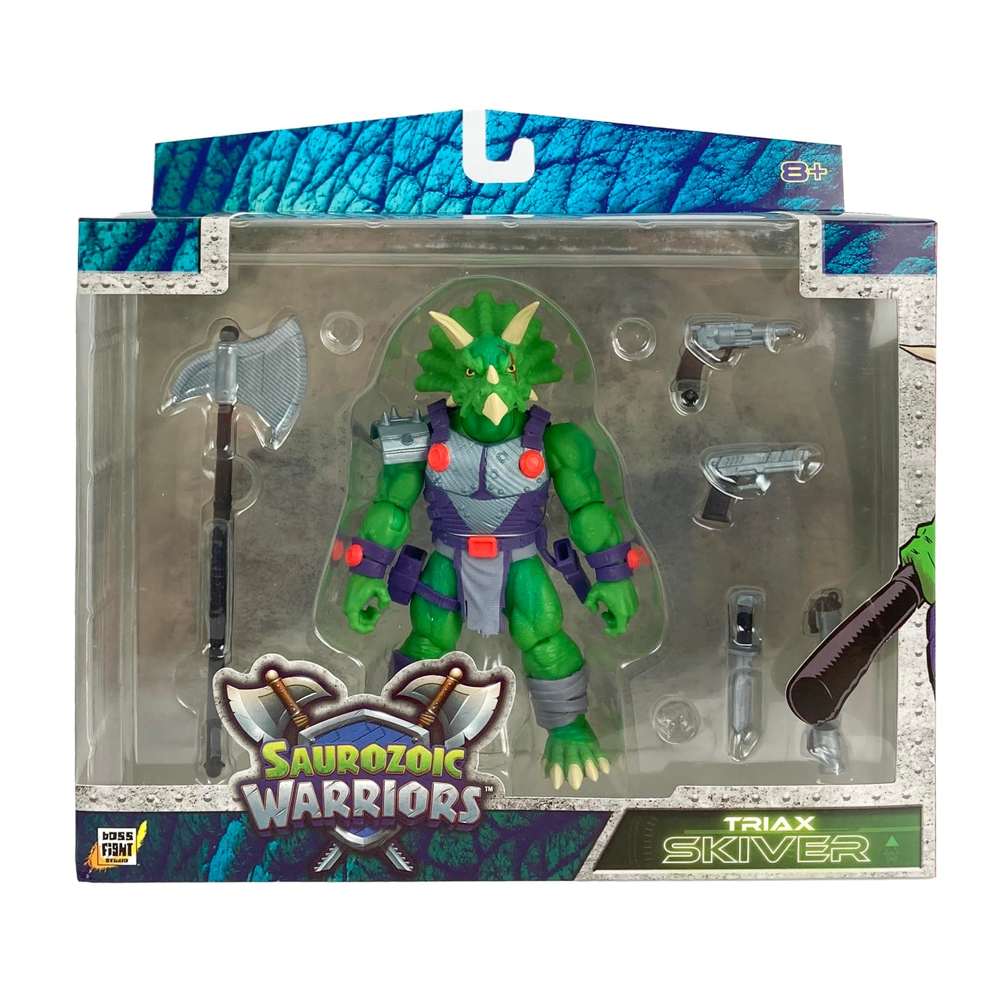 Boss Fight Studio Saurozoic Warrior Triax Skiver – 6-Inch Articulated Dinosaur Hero with Full Accessories