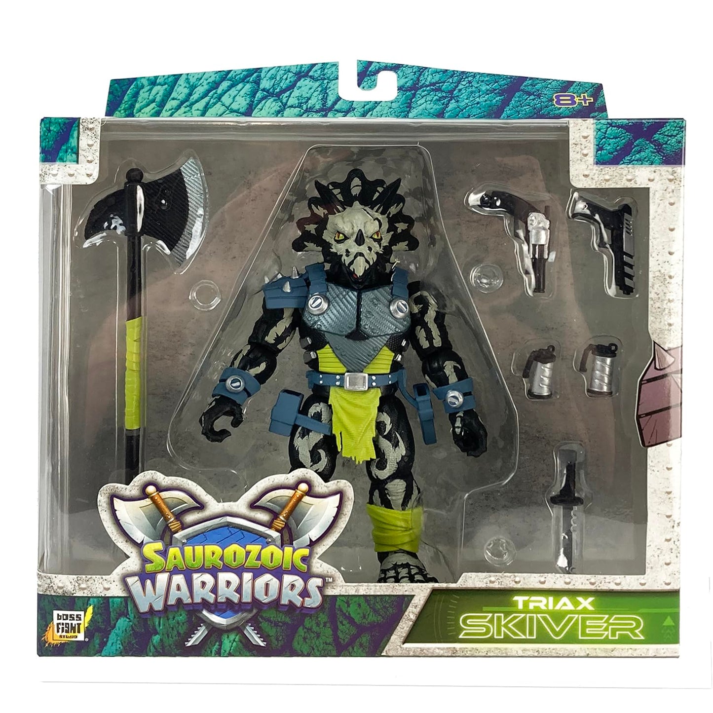 Boss Fight Studio Saurozoic Warrior Triax Skiver – Night Lands Deco, 6-Inch Articulated Dinosaur Hero