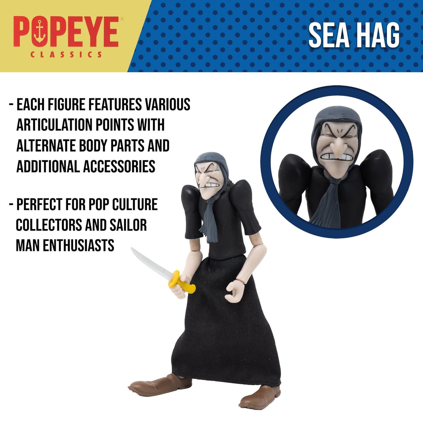 Boss Fight Studio Sea Hag Popeye Classics Wave 2 – 1:12 Scale Collectible Figure with Alternate Hands & Accessories