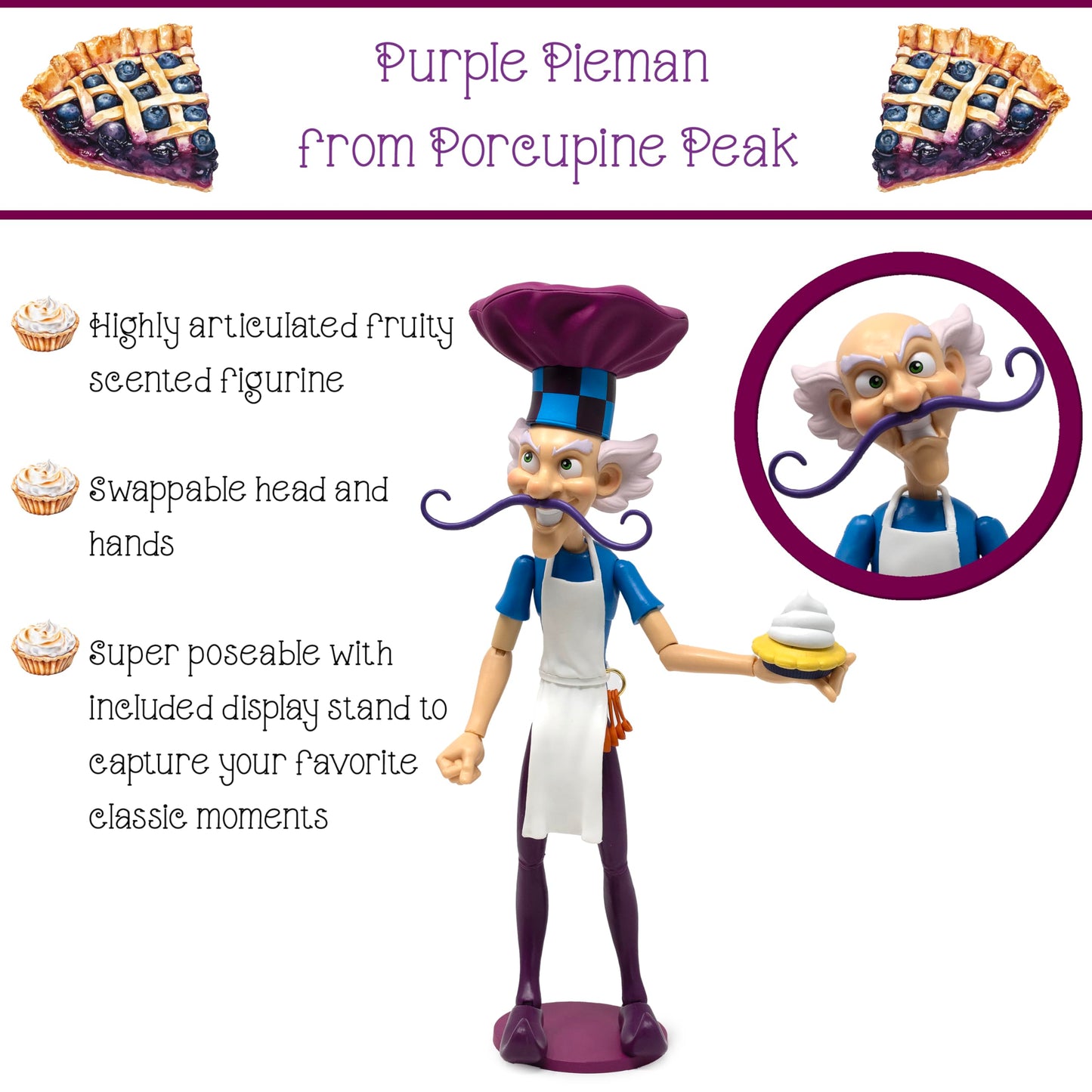 Boss Fight Studio Strawberry Shortcake Deluxe Purple Pie Man Figure – 1:12 Scale, Highly Articulated, Scented with Accessories
