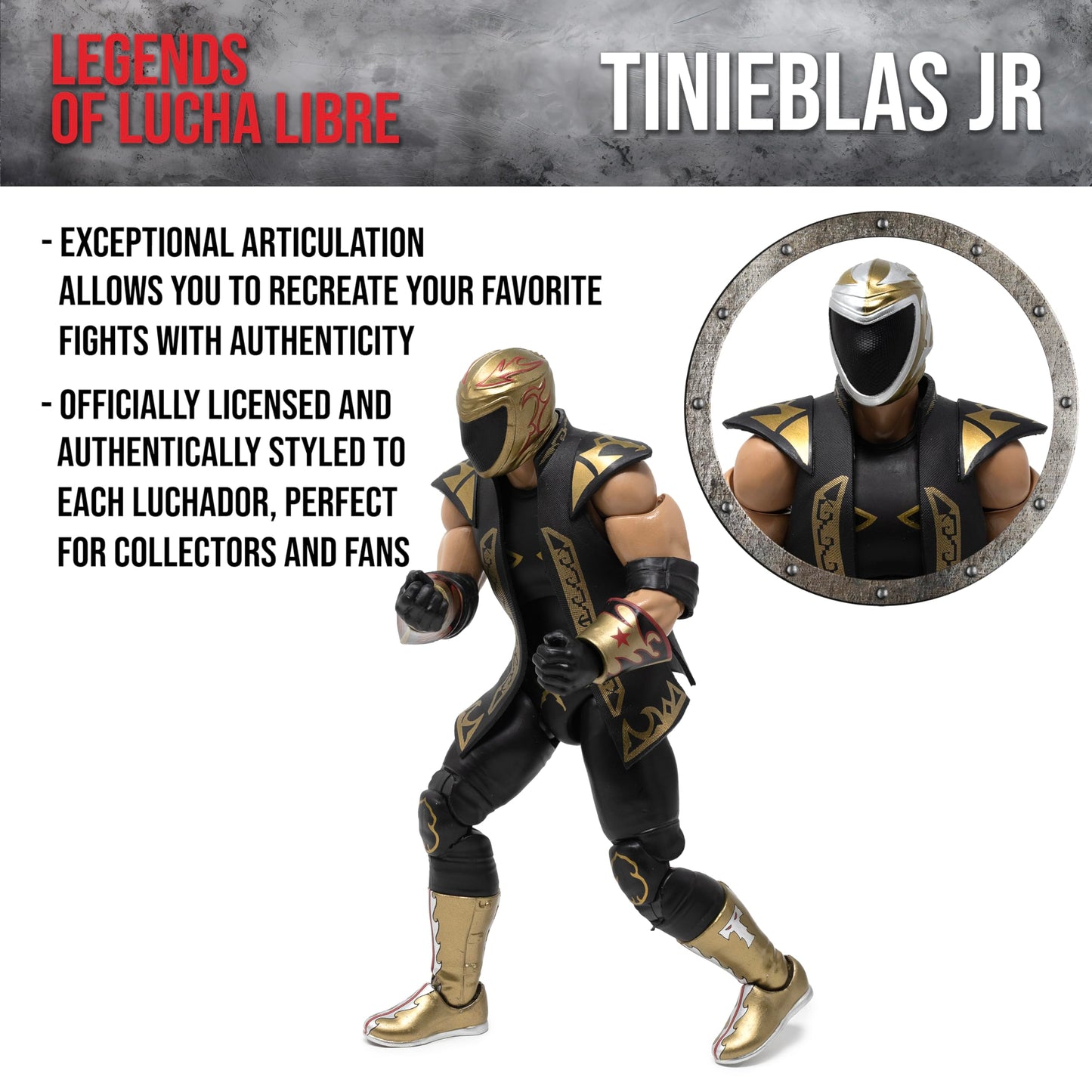 Boss Fight Studio Legends of Lucha Libre Tinieblas Jr. 1:12 Action Figure – Premium Poseability & Accessories