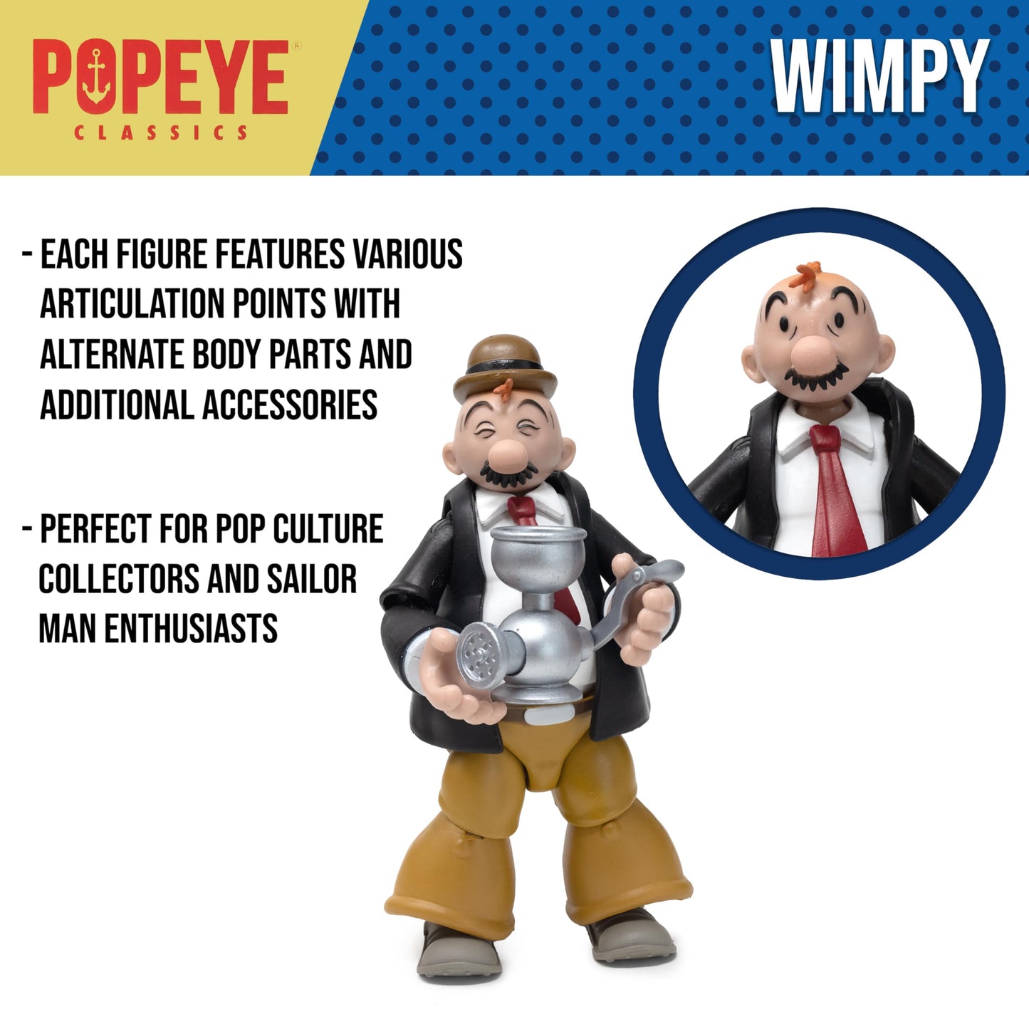Boss Fight Studio J. Wellington Wimpy – Popeye Wave 2 1:12 Action Figure with Accessories