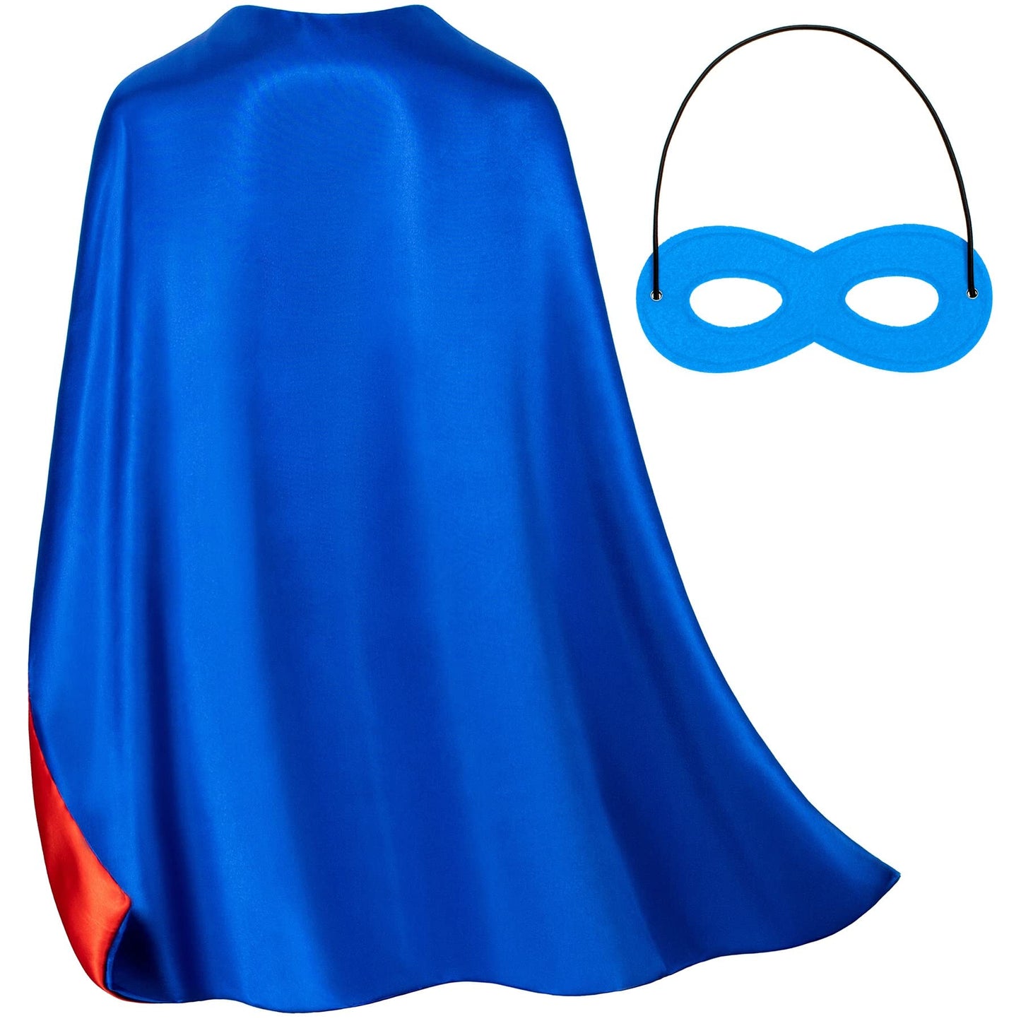 Bosvin Double-Sided Kids Superhero Cape & Mask – Blue, 27.5in, Ages 3–12