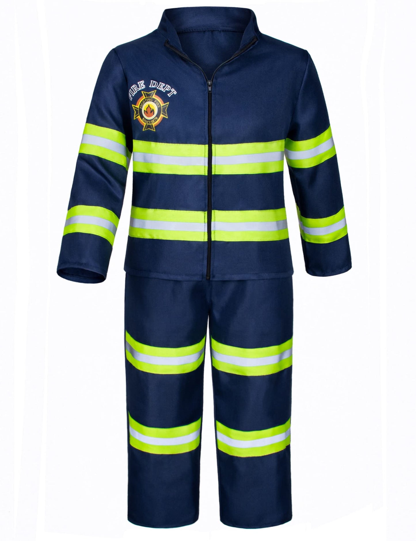 Bosvin Kids Firefighter Costume with 8-Piece Accessories - Navy Blue, Ages 10-11