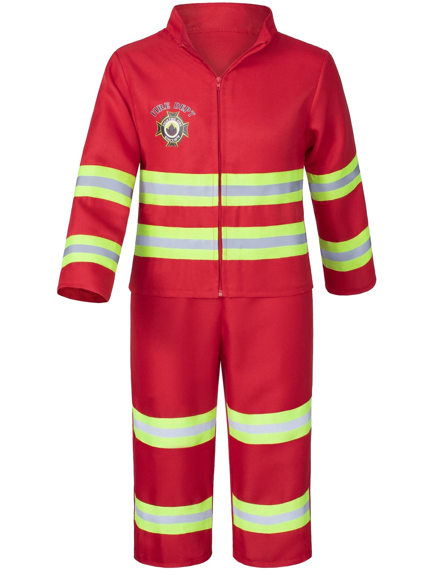 Bosvin Kid's Fireman Costume with 8 Accessories – 2T-3T Dress-Up Set