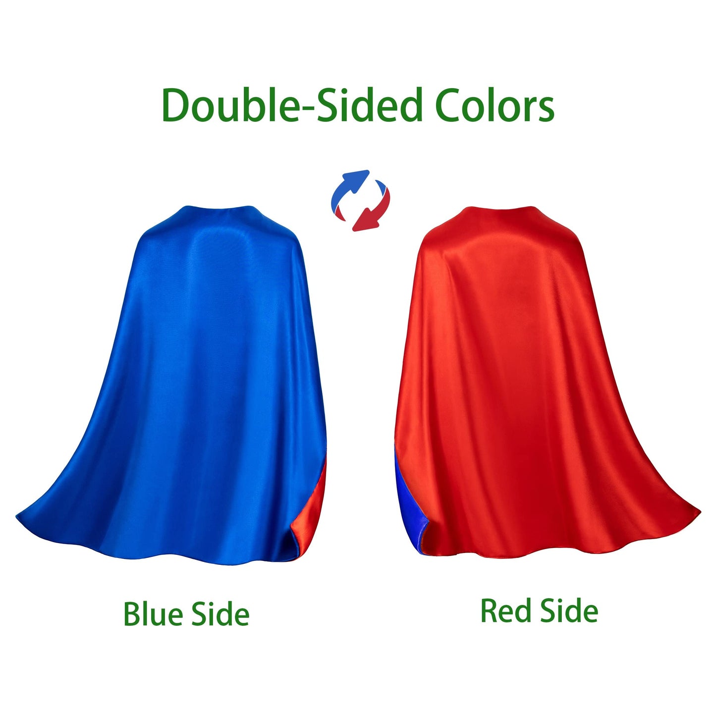 Bosvin Double-Sided Kids Superhero Cape & Mask – Blue, 27.5in, Ages 3–12