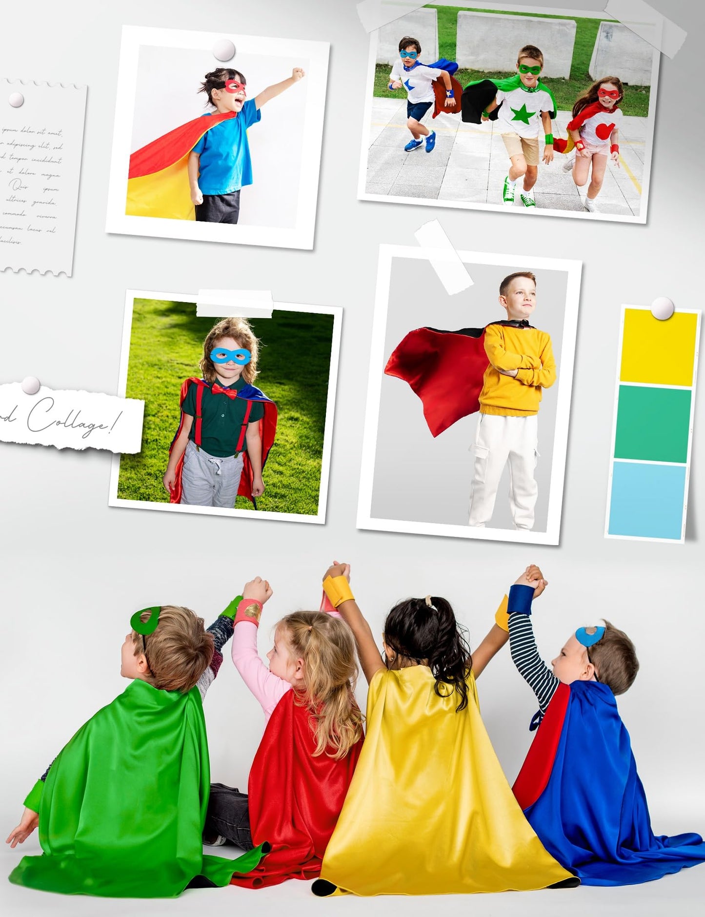 Bosvin Kids Double-Sided Black Superhero Cape & Mask | Dress-Up & Parties