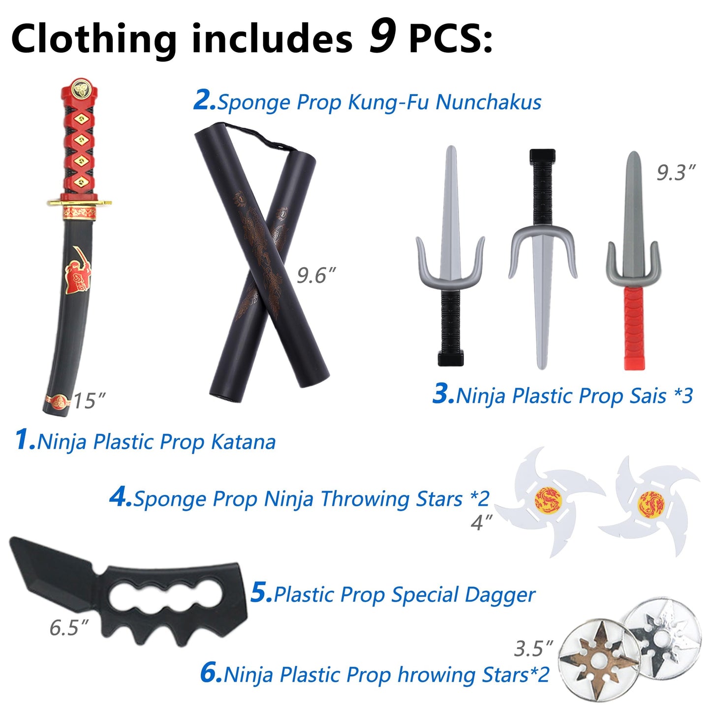 Bosvin Ninjia Kids Ninja Costume – Deluxe Dress-Up Set for Halloween & Play (10-12 Years)