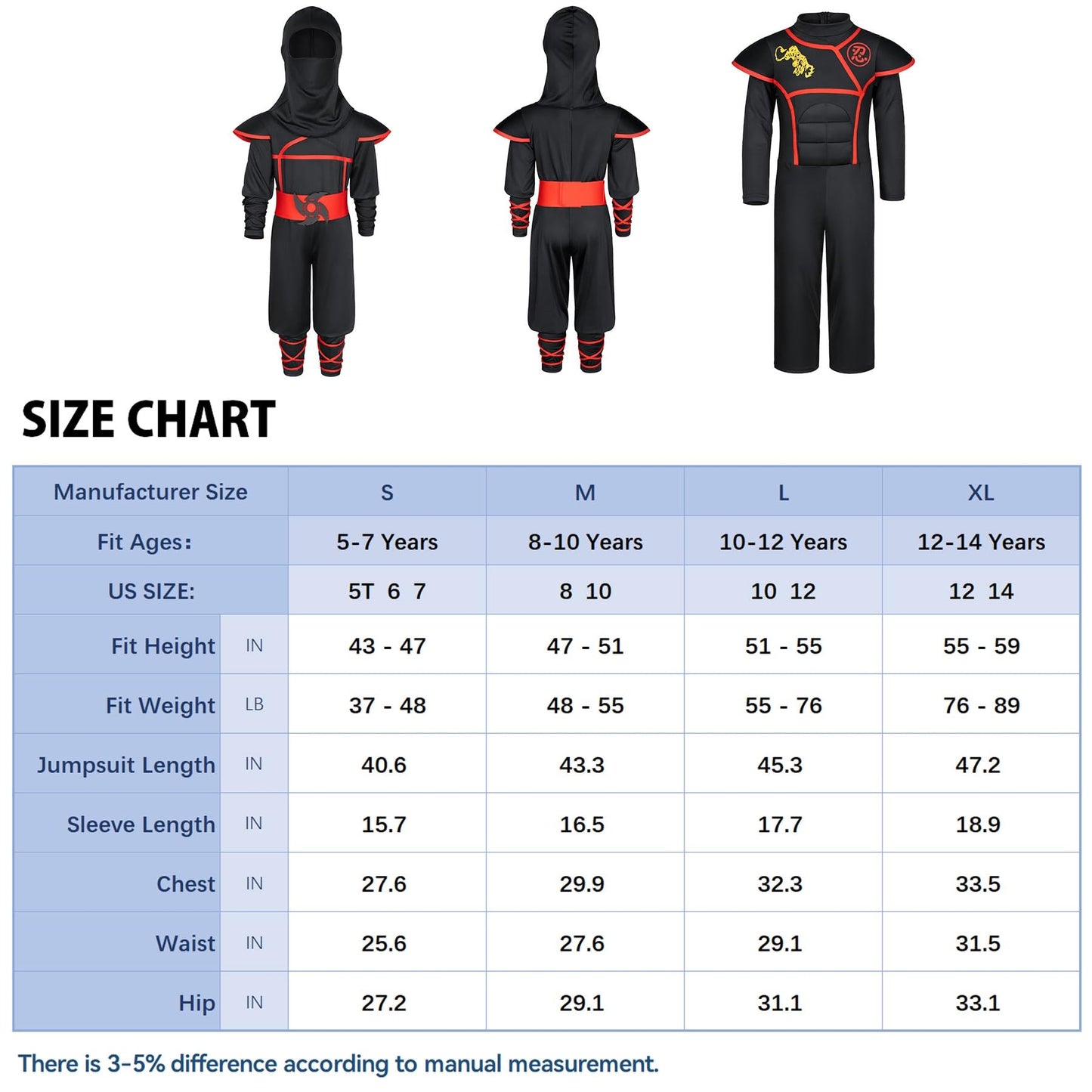 Bosvin Ninjia Costume for Little Boys - Deluxe Ninja Costume with Toys | 5T-6-7 Years