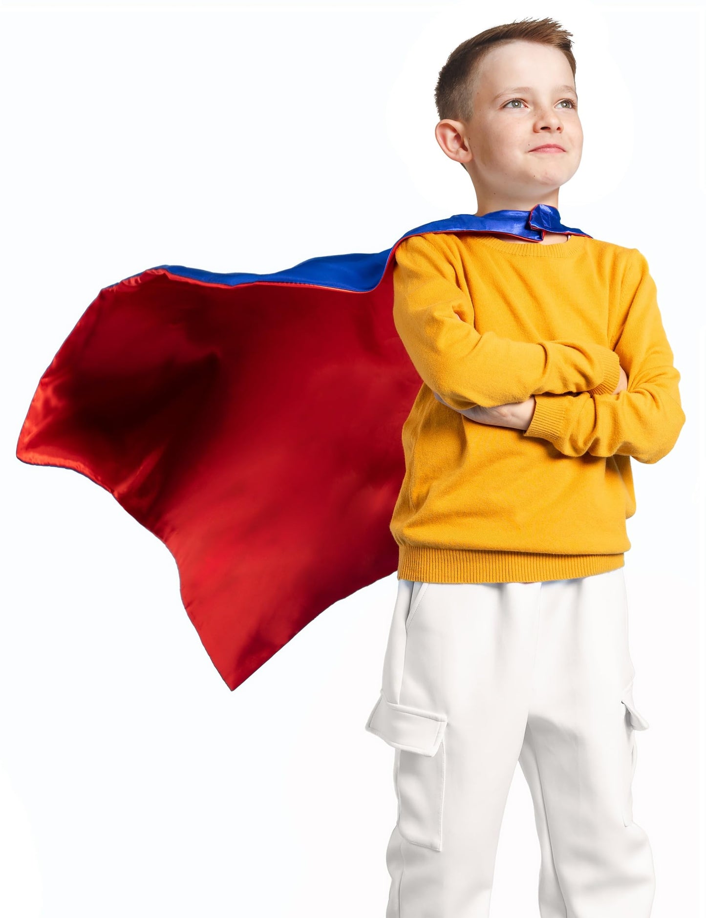Bosvin Double-Sided Kids Superhero Cape & Mask – Blue, 27.5in, Ages 3–12