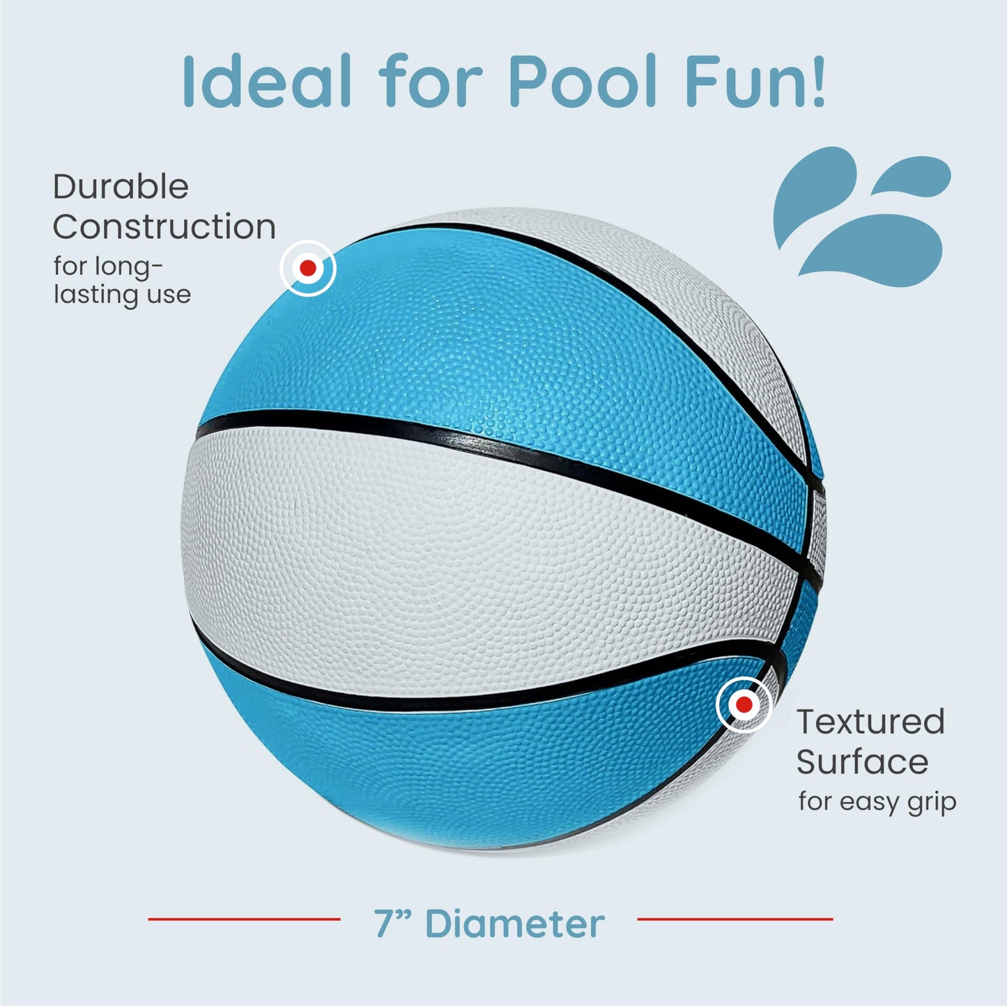 Botabee Waterproof Pool Basketball – 7-Inch Anti-Slip Floating Ball for Pool Hoops