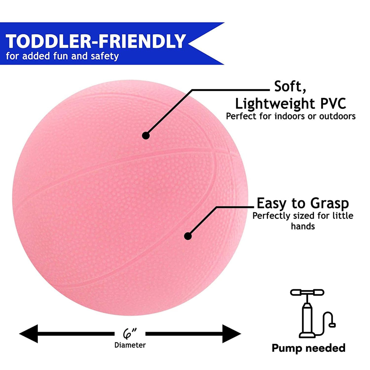 Botabee Toddler & Little Kids Replacement Basketball – Pink 6-Inch for Little Tikes Easy Score Hoop (2 Count)