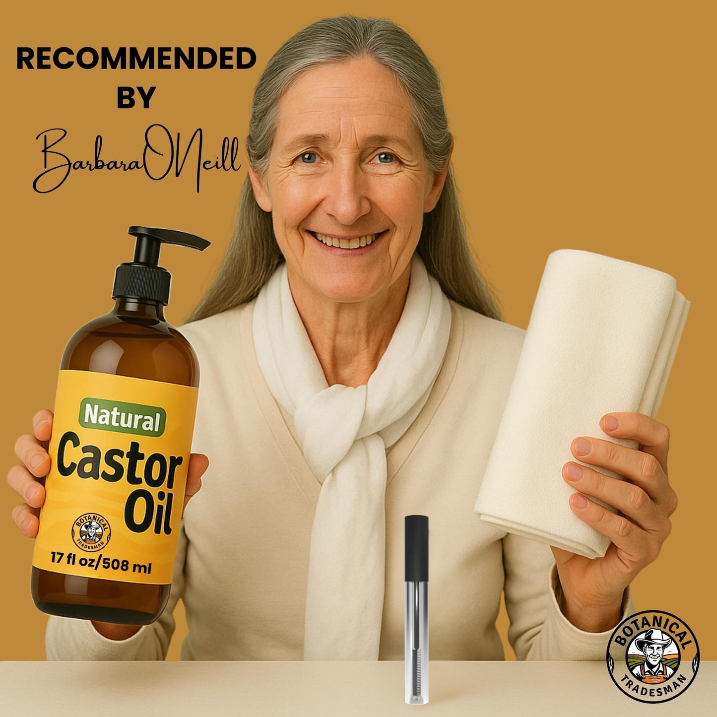 Botanical Tradesman Organic Castor Oil Kit – 17 oz Glass Bottle, Cold-Pressed, Hexane-Free