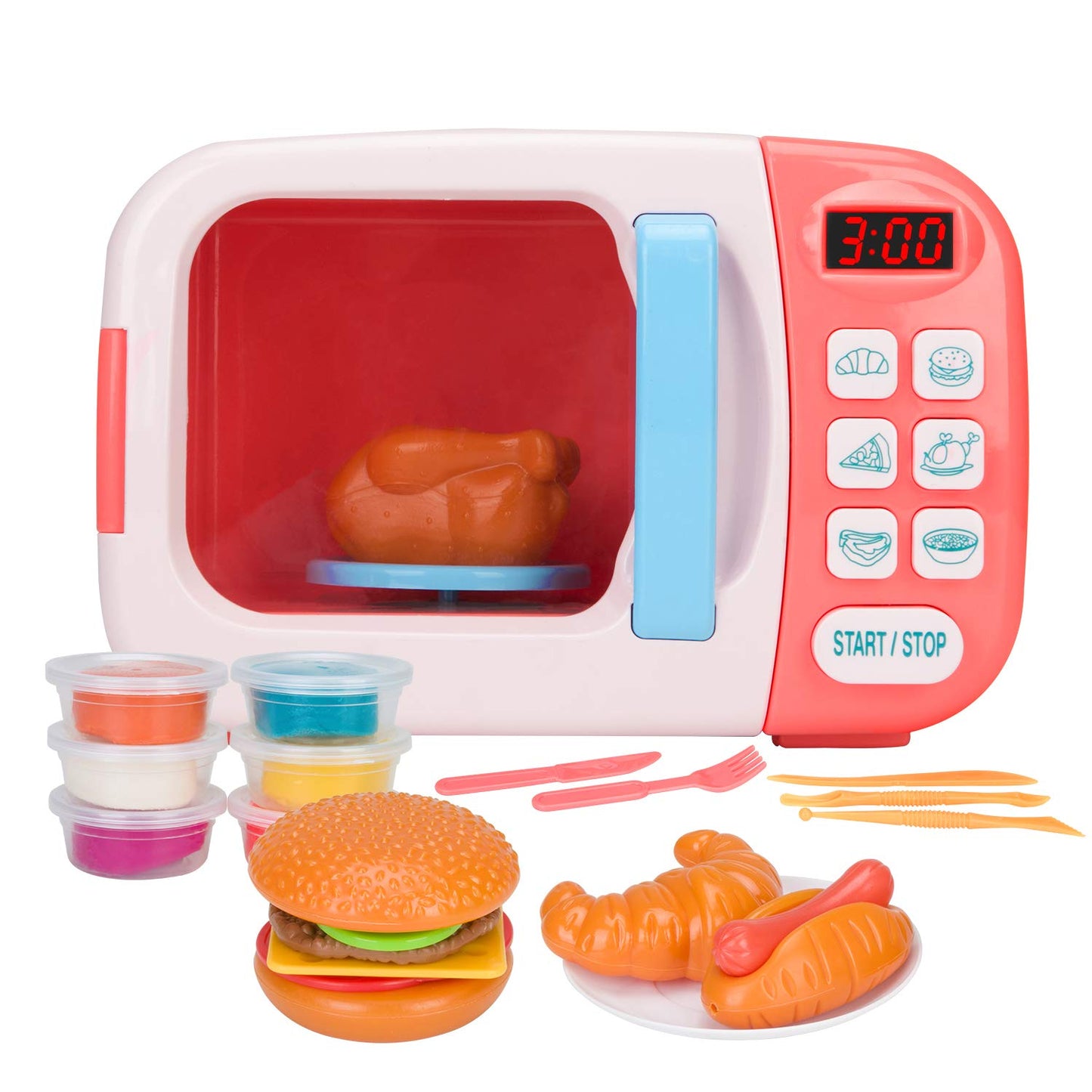 BoterLun Microwave Toy Kitchen Play Set – Light & Sound, 6-Color DIY Clay, Ages 3+