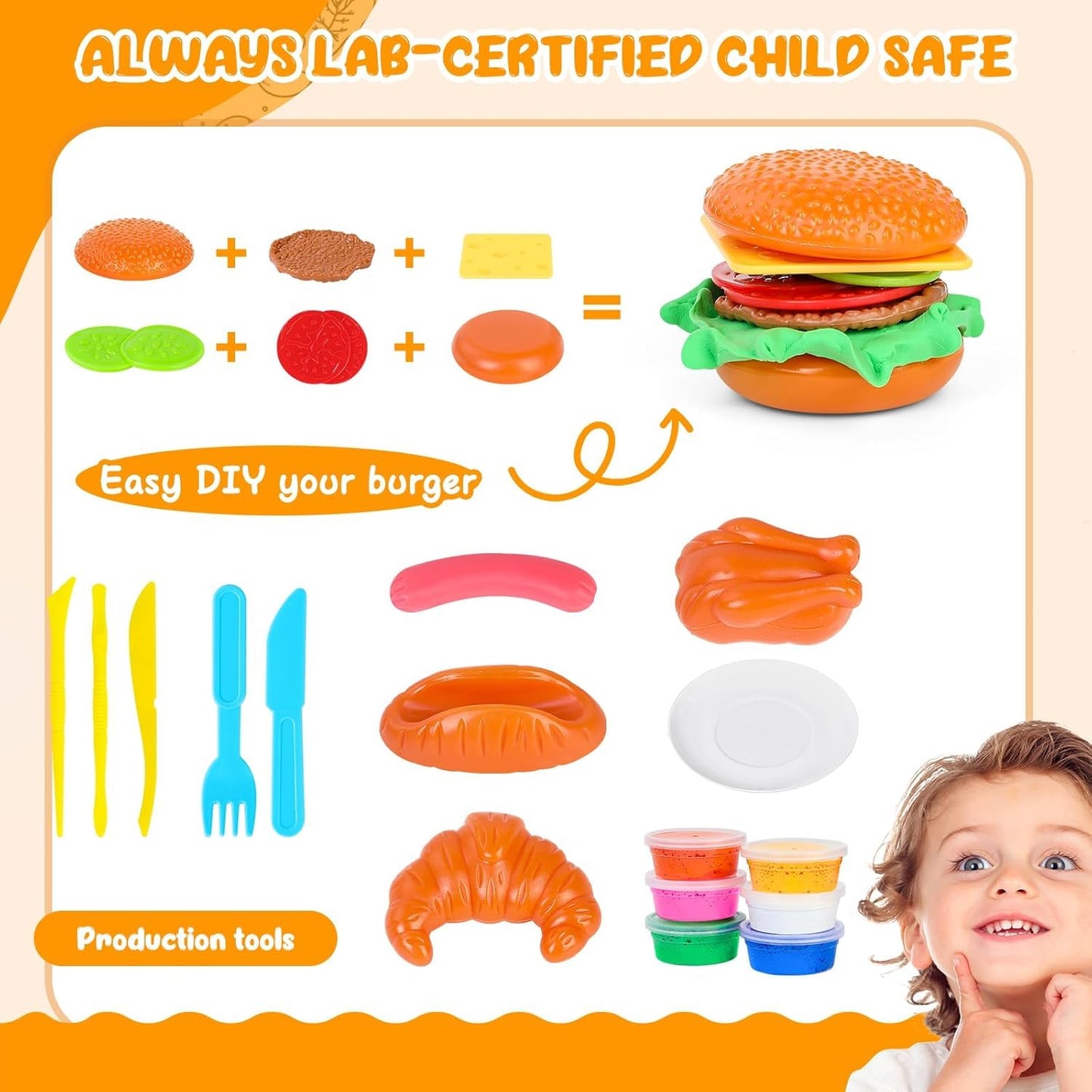 BoterLun Microwave Toy Kitchen Play Set – Light & Sound, 6-Color DIY Clay, Ages 3+