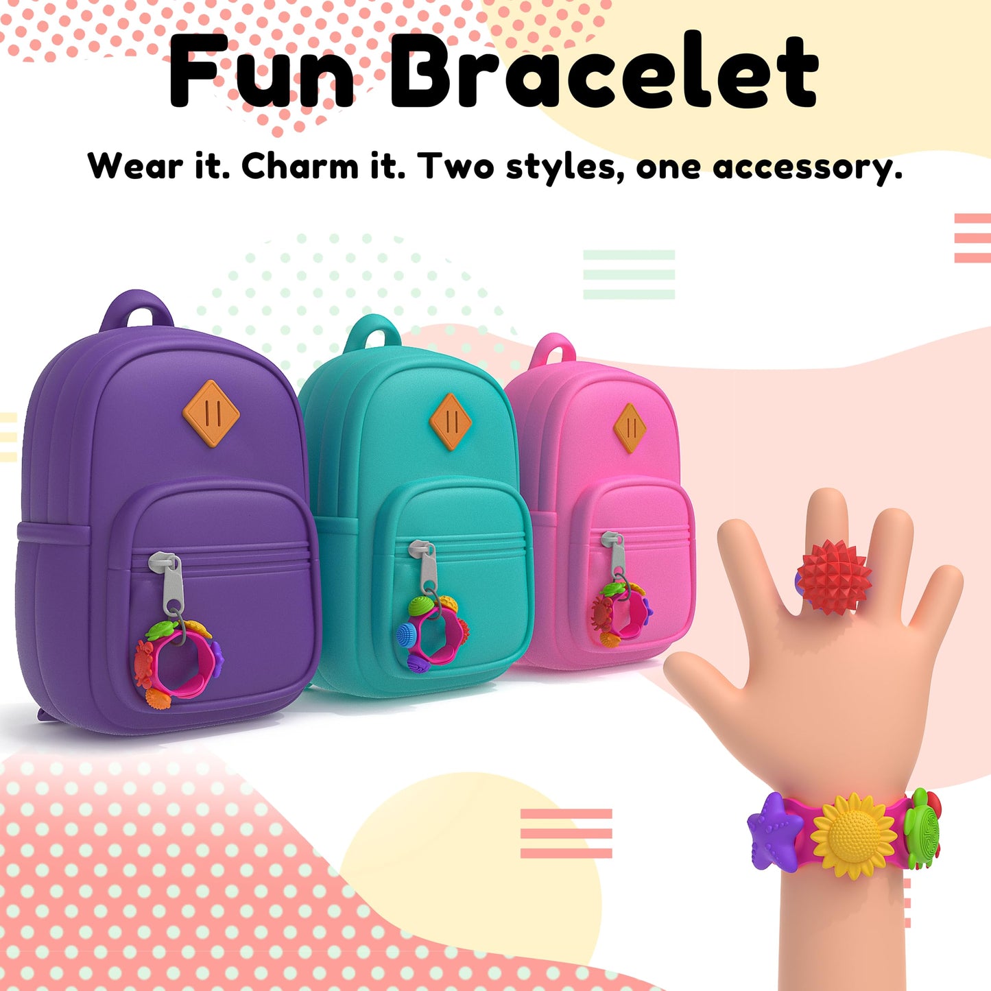Botsparty Sensory Fidget Jewelry – 22-Piece Necklace, Bracelet, Rings & Charms
