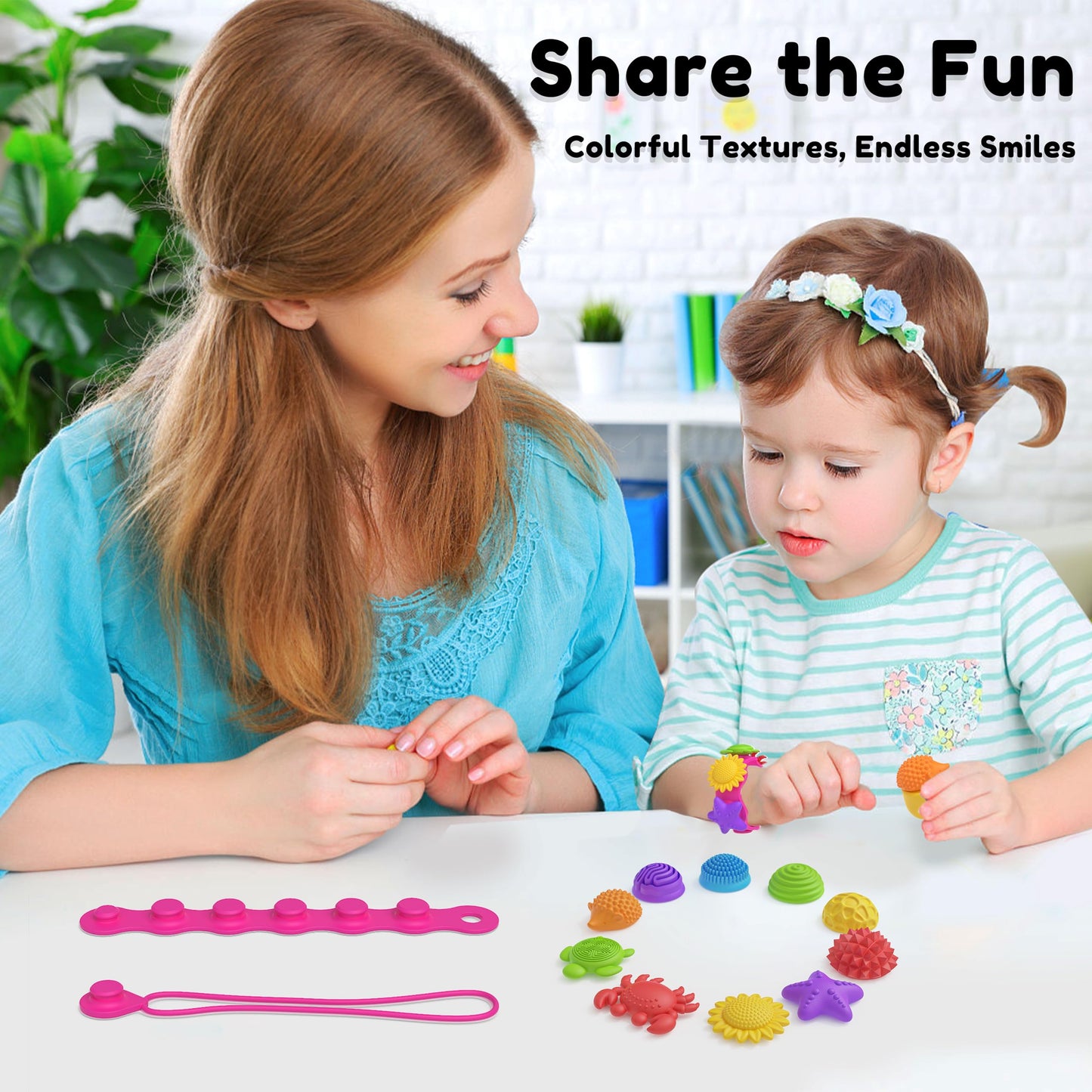 Botsparty Sensory Fidget Jewelry – 22-Piece Necklace, Bracelet, Rings & Charms