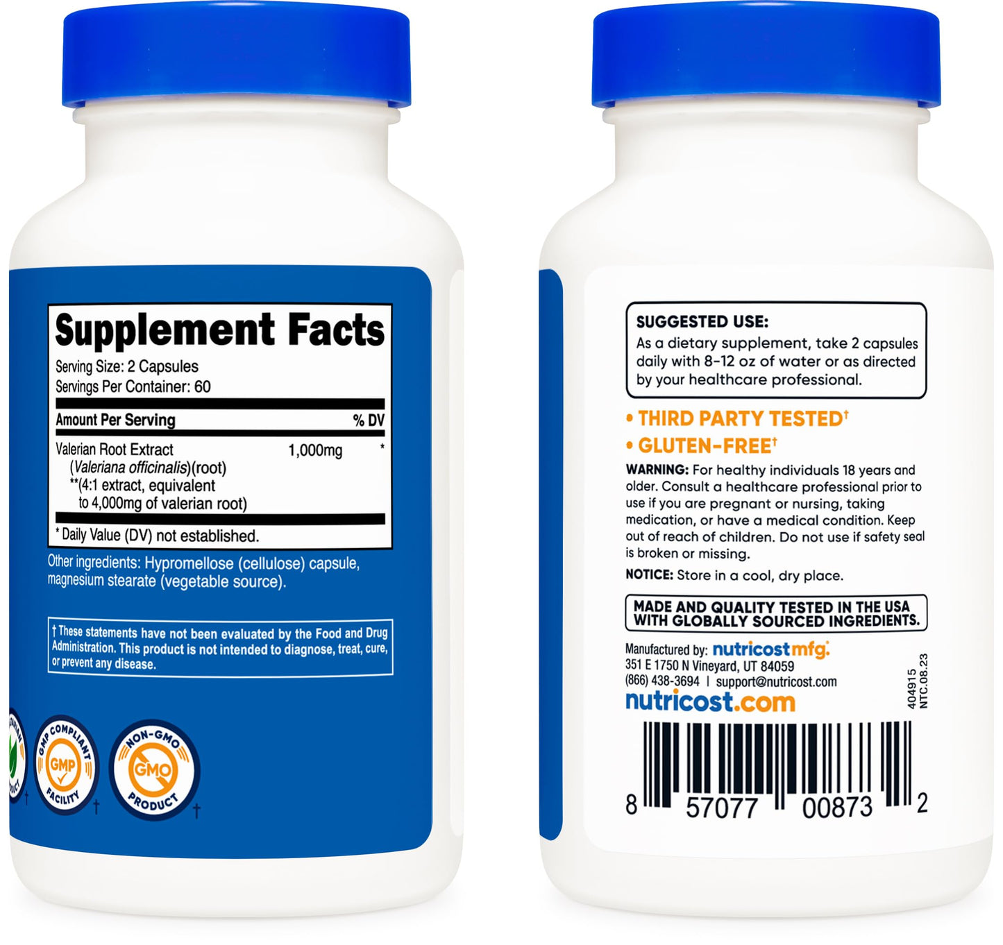 Nutricost Valerian Root Capsules (1000mg per Serving, 4:1 Extract) – 120 Vegetarian Capsules, Gluten Free, Non-GMO