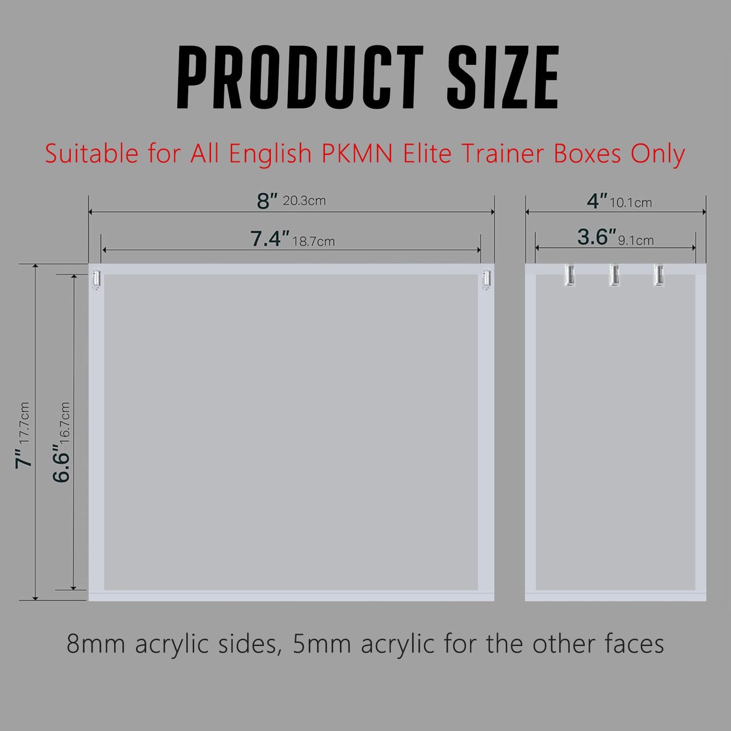 Botyboty Acrylic ETB Protector Case — Magnetic Ultra Thick 8mm + 5mm for PKMN Elite Trainer Boxes