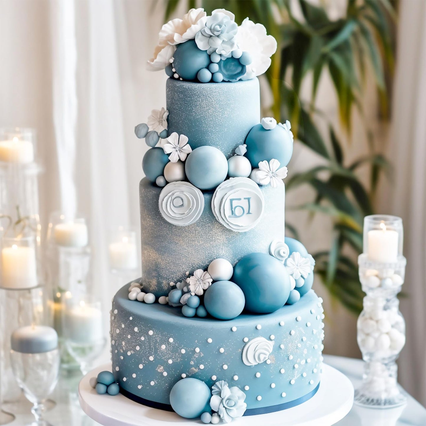 BOUBONI 48 Pcs Light Blue Ball Cake Topper Decorations – Foam Ball Toppers for Cakes, Cupcakes, Birthday & Wedding